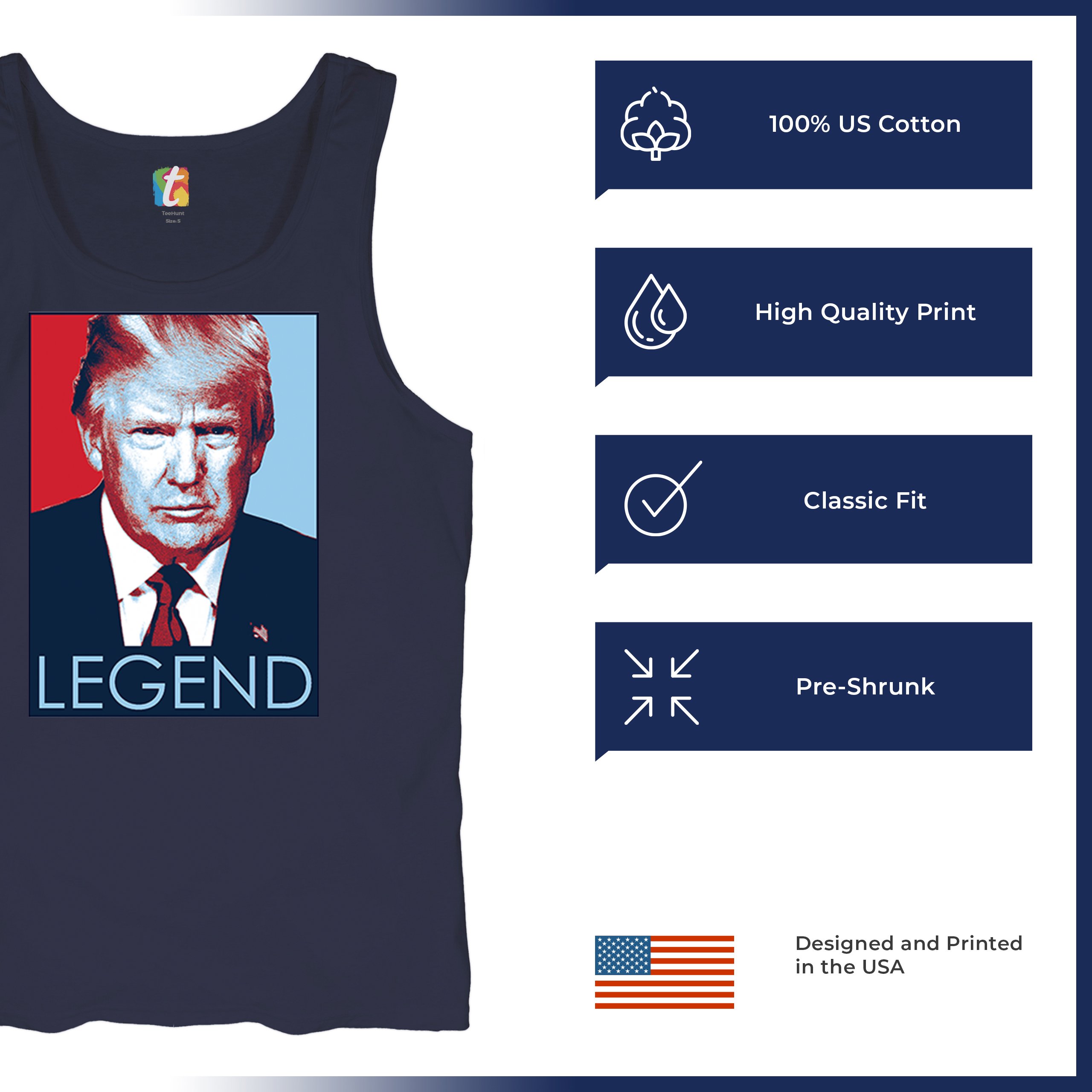 Donald Trump the Legend Tank Top President MAGA Make America First Men's Top - Picture 35 of 43