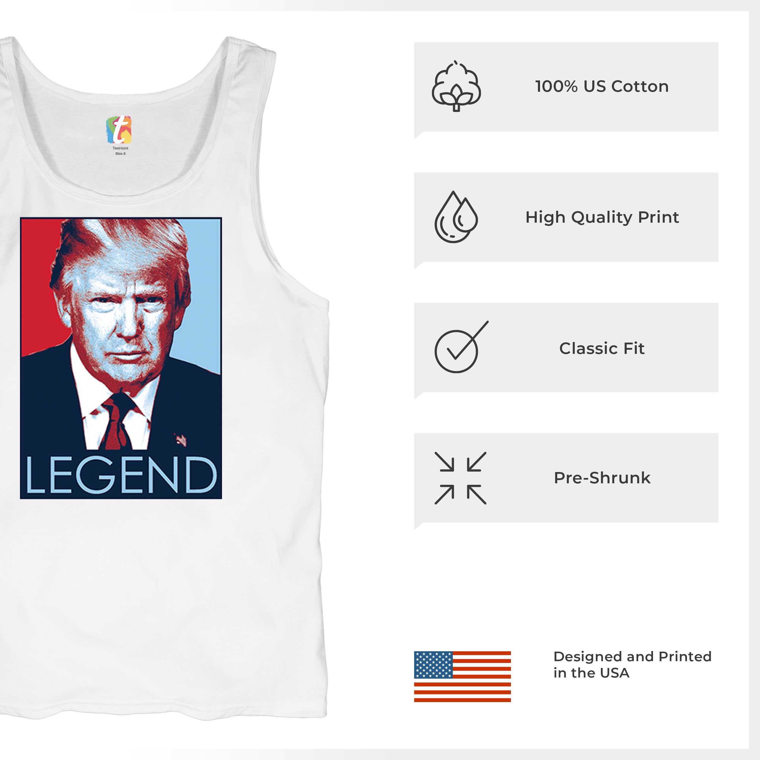 Donald Trump the Legend Tank Top President MAGA Make America First Men's Top - Picture 28 of 43