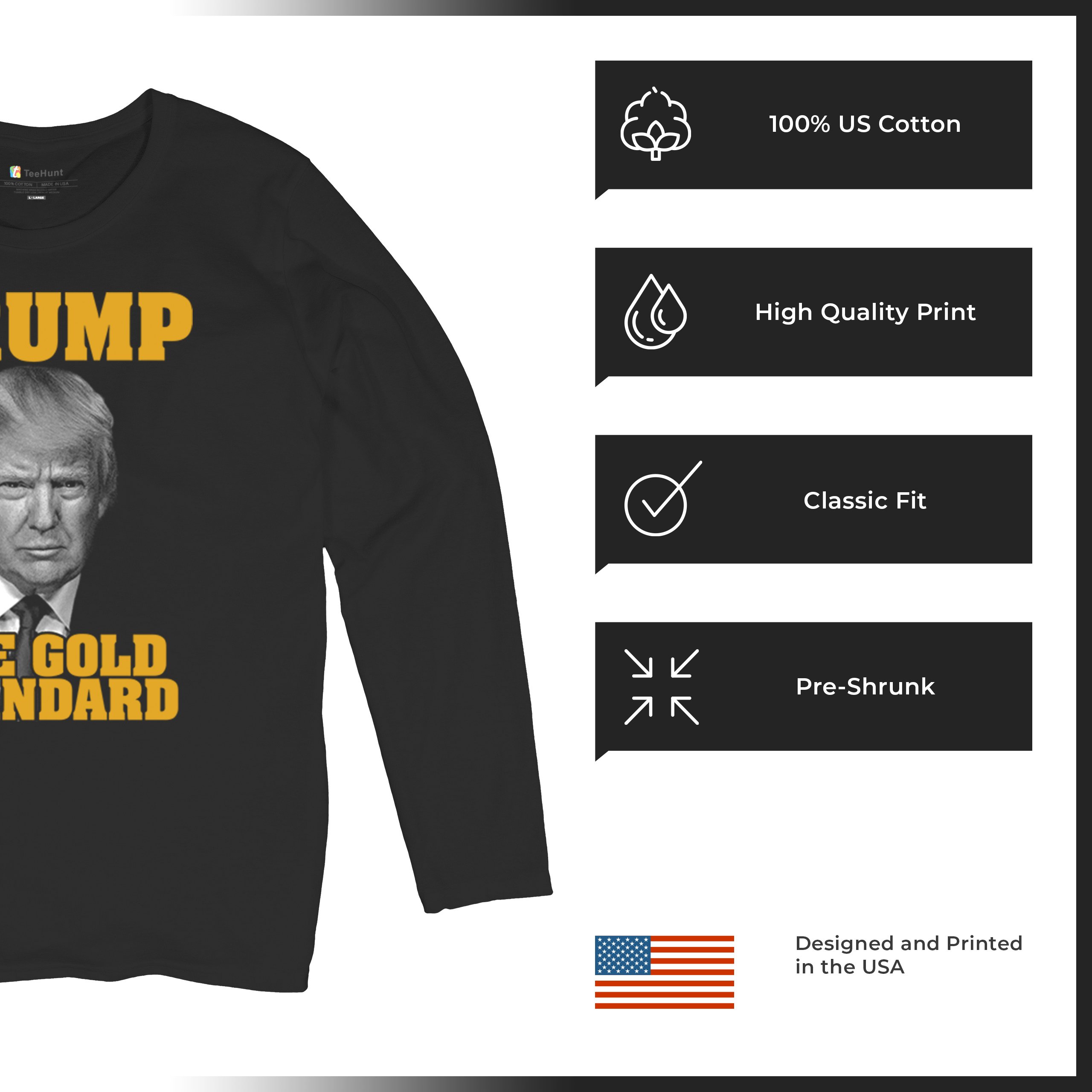 Trump The Gold Standard Women's Long Sleeve T-shirt Republican President MAGA - Picture 7 of 15