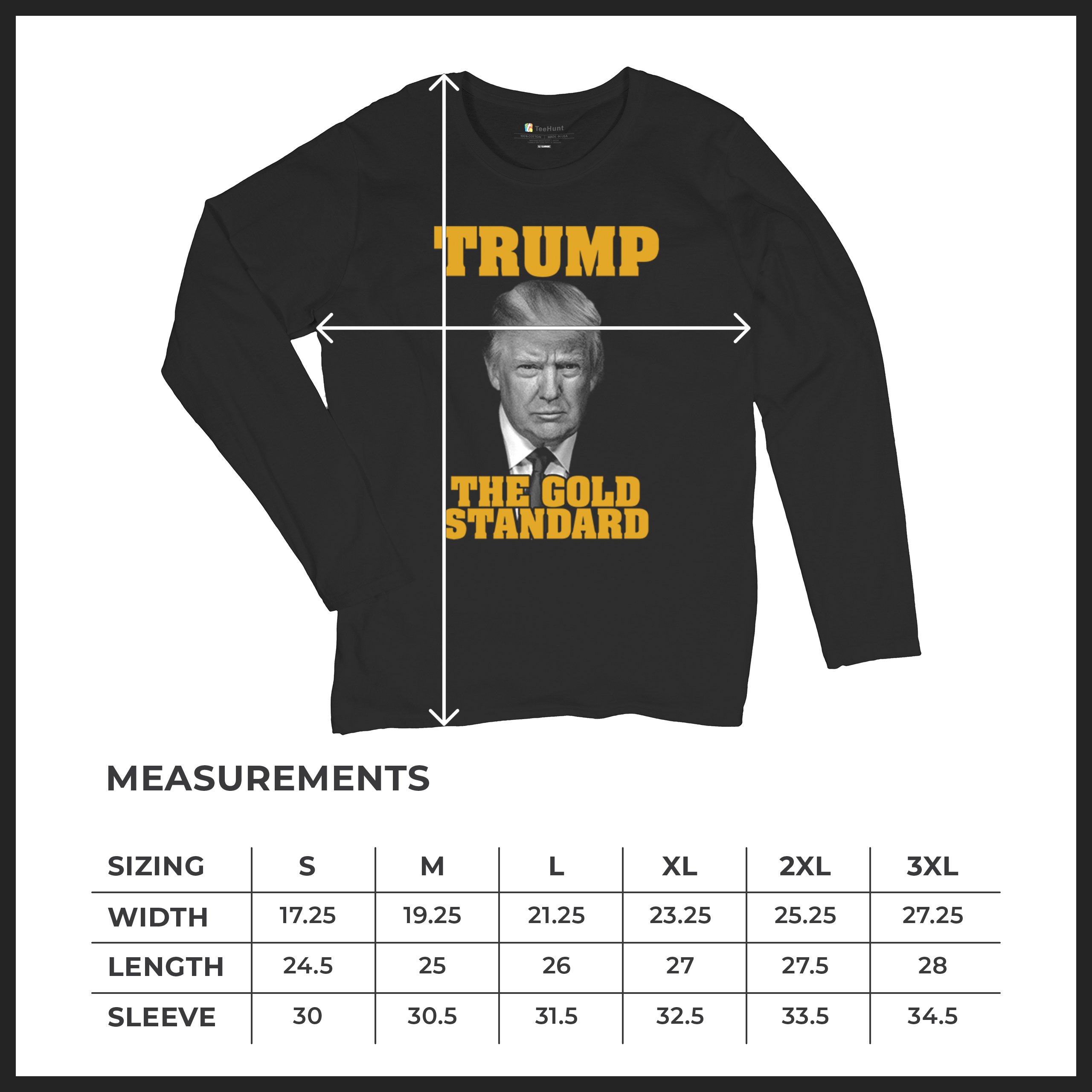 Trump The Gold Standard Women's Long Sleeve T-shirt Republican President MAGA - Picture 8 of 15