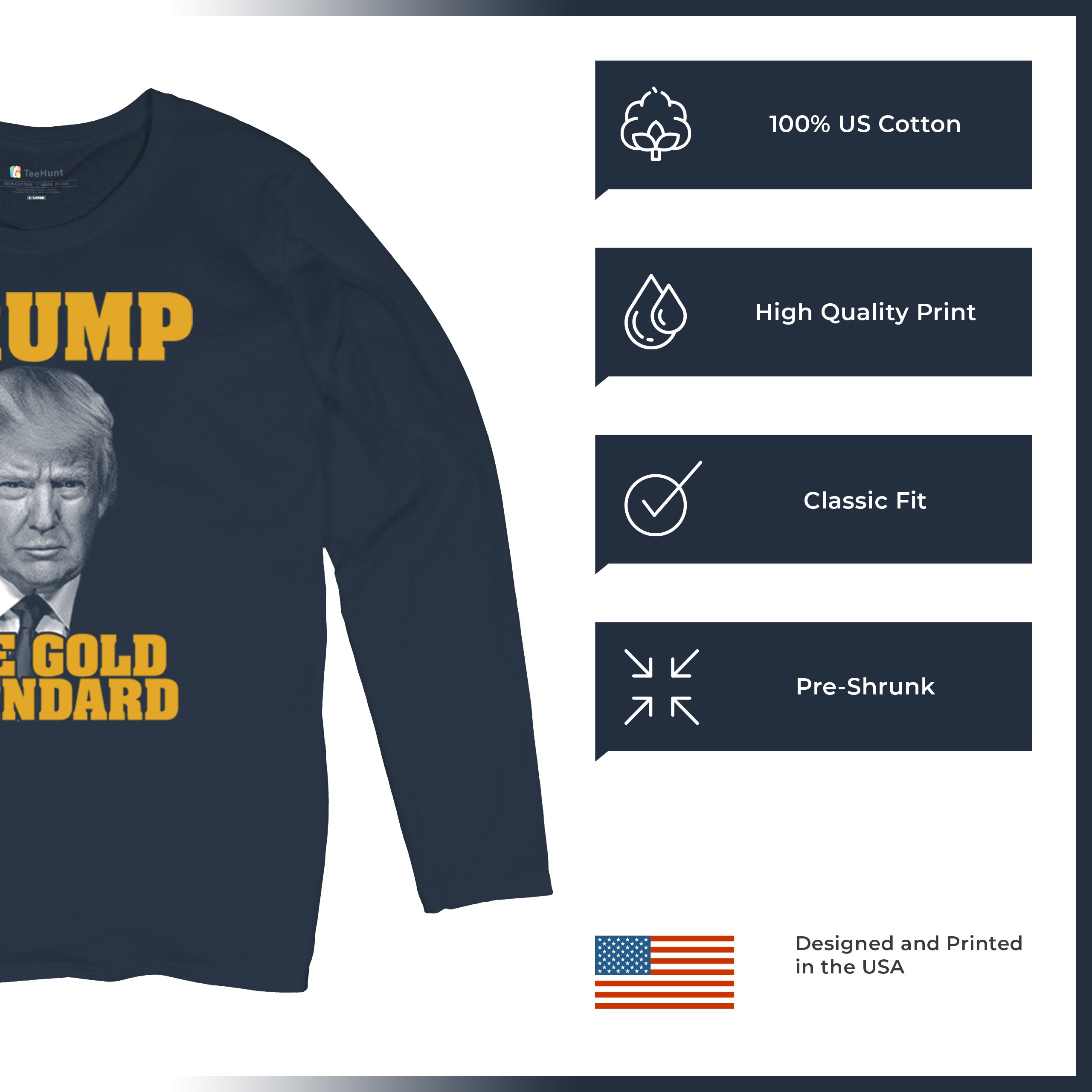 Trump The Gold Standard Women's Long Sleeve T-shirt Republican President MAGA - Picture 14 of 15