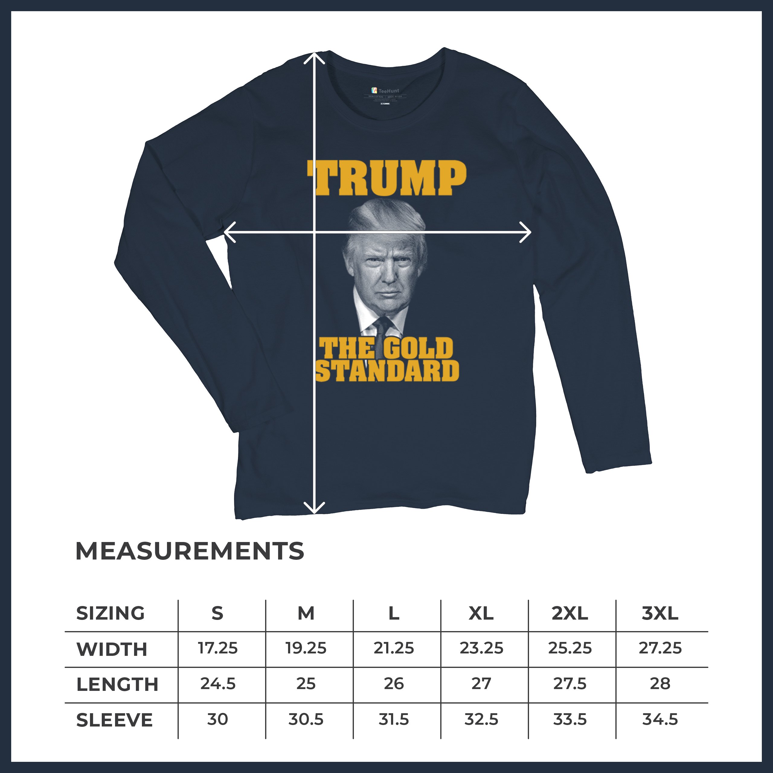 Trump The Gold Standard Women's Long Sleeve T-shirt Republican President MAGA - Picture 15 of 15