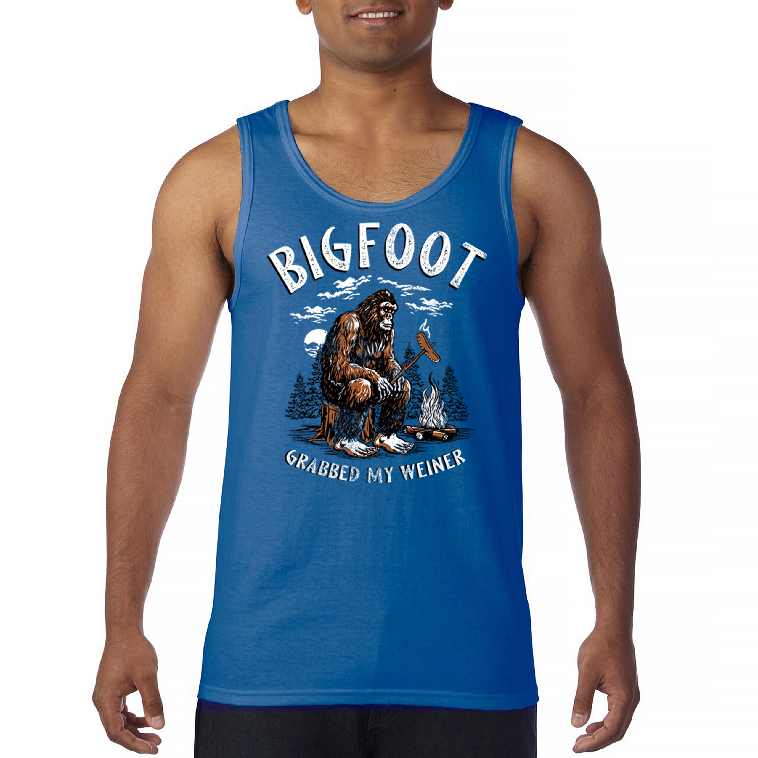 Bigfoot Grabbed My Weiner Tank Top Funny Sasquatch Grill Sausage BBQ Men’s Top