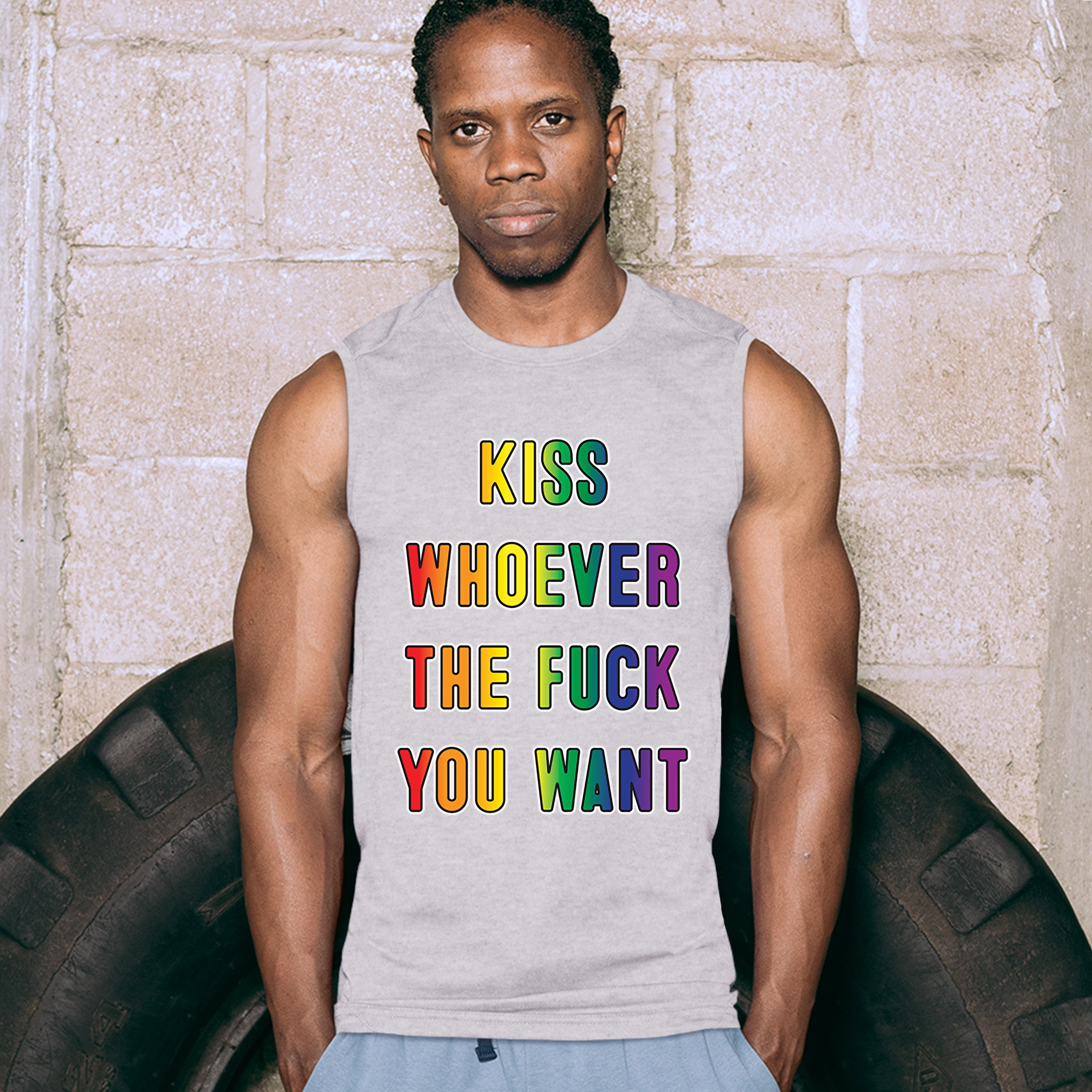 Kiss Whoever The Fk You Want Muscle Shirt Lgbt Gay Pride Equality Mens Ebay 6038