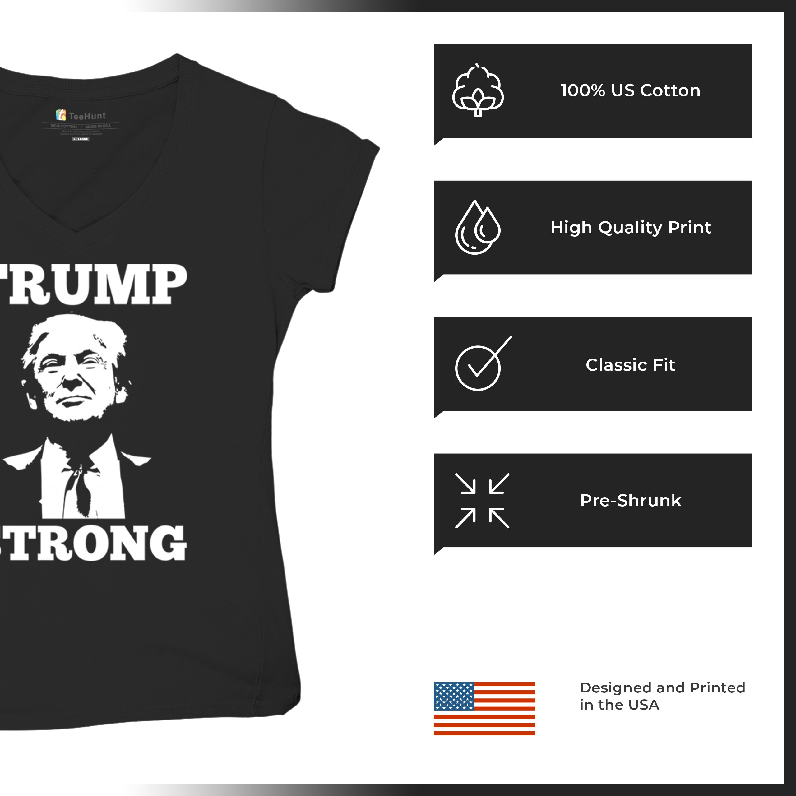 Trump Strong 2024 Women's V-Neck T-shirt President MAGA America First FJB Tee - Picture 7 of 50