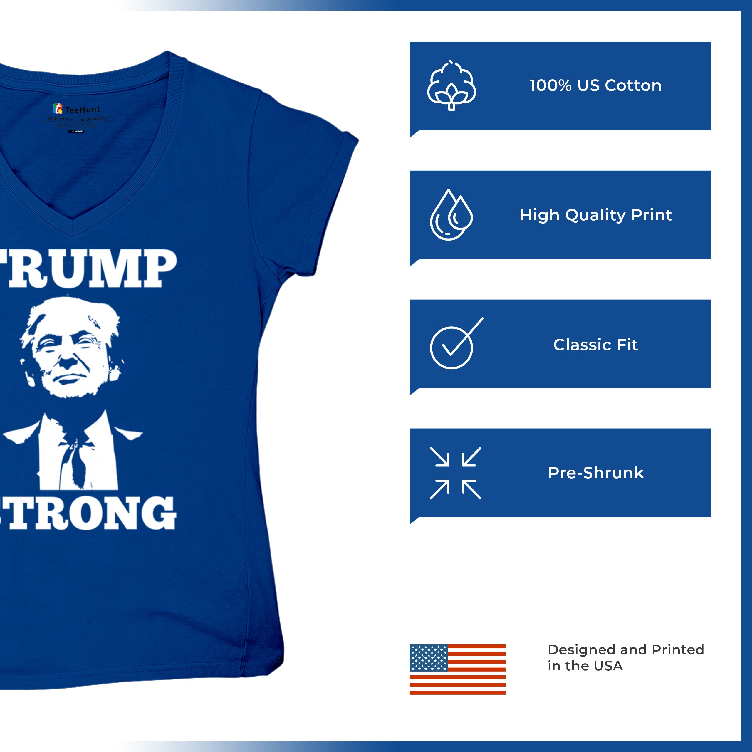 Trump Strong 2024 Women's V-Neck T-shirt President MAGA America First FJB Tee - Picture 42 of 50