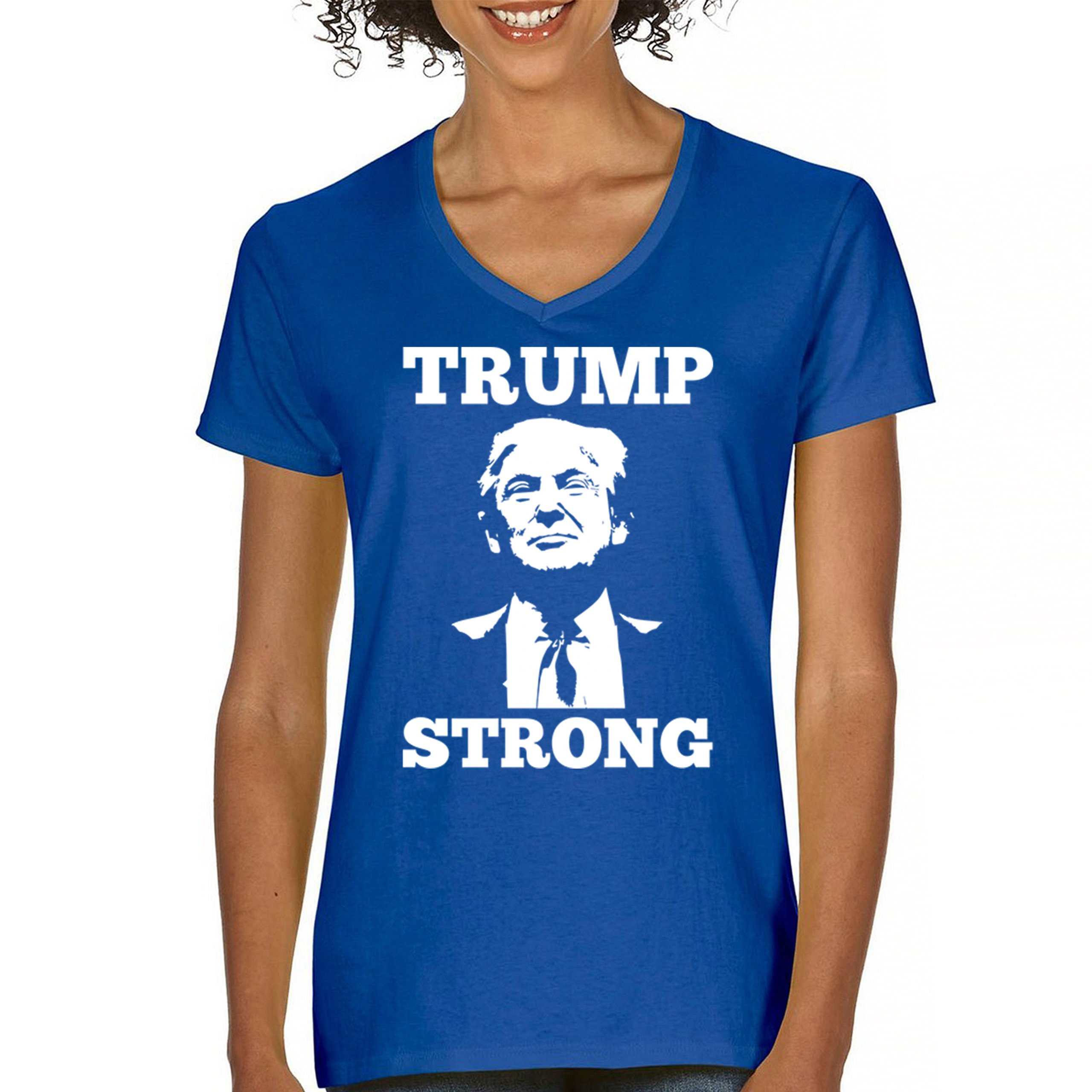 Trump Strong 2024 Women's V-Neck T-shirt President MAGA America First FJB Tee - Picture 37 of 50