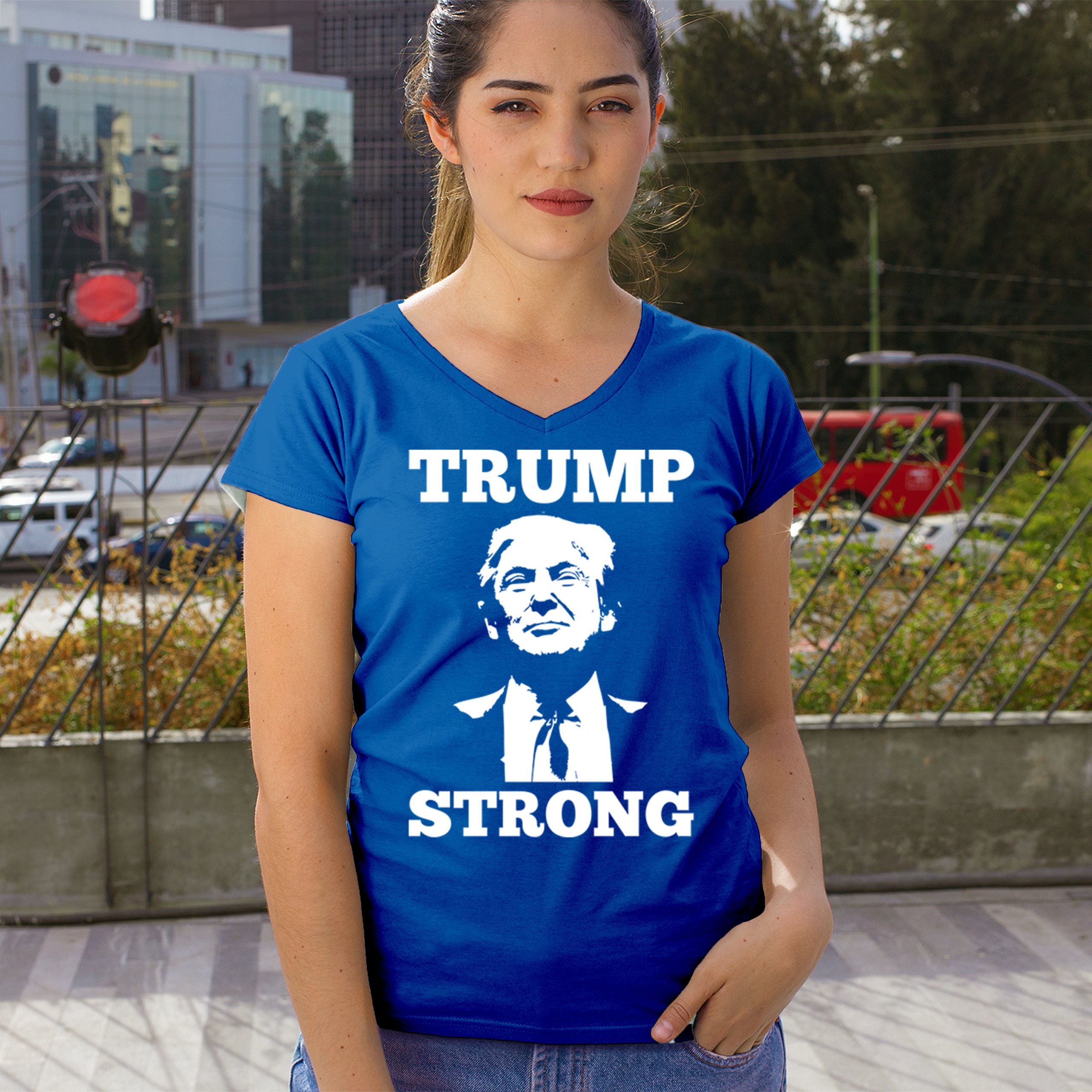 Trump Strong 2024 Women's V-Neck T-shirt President MAGA America First FJB Tee - Picture 40 of 50