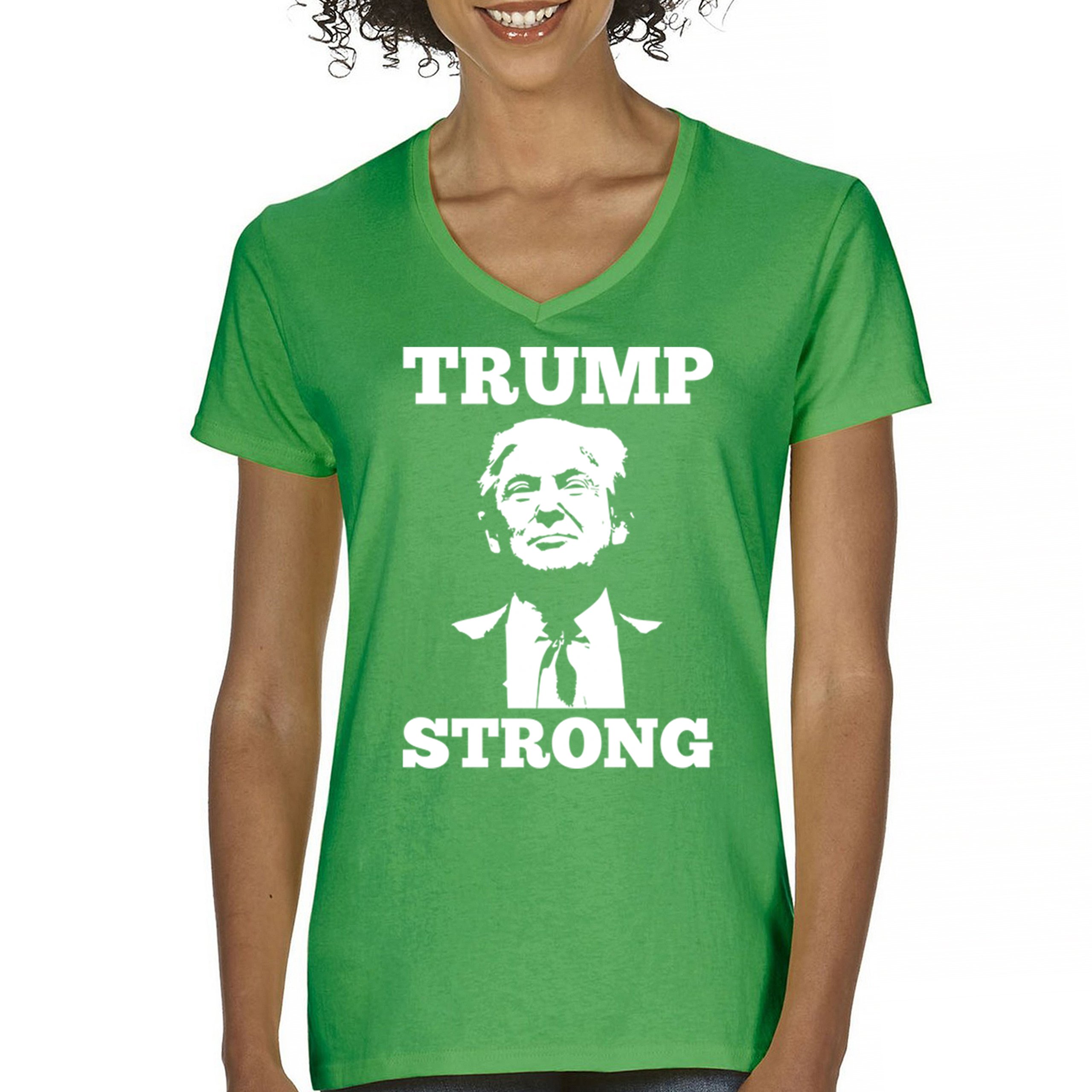 Trump Strong 2024 Women's V-Neck T-shirt President MAGA America First FJB Tee - Picture 30 of 50