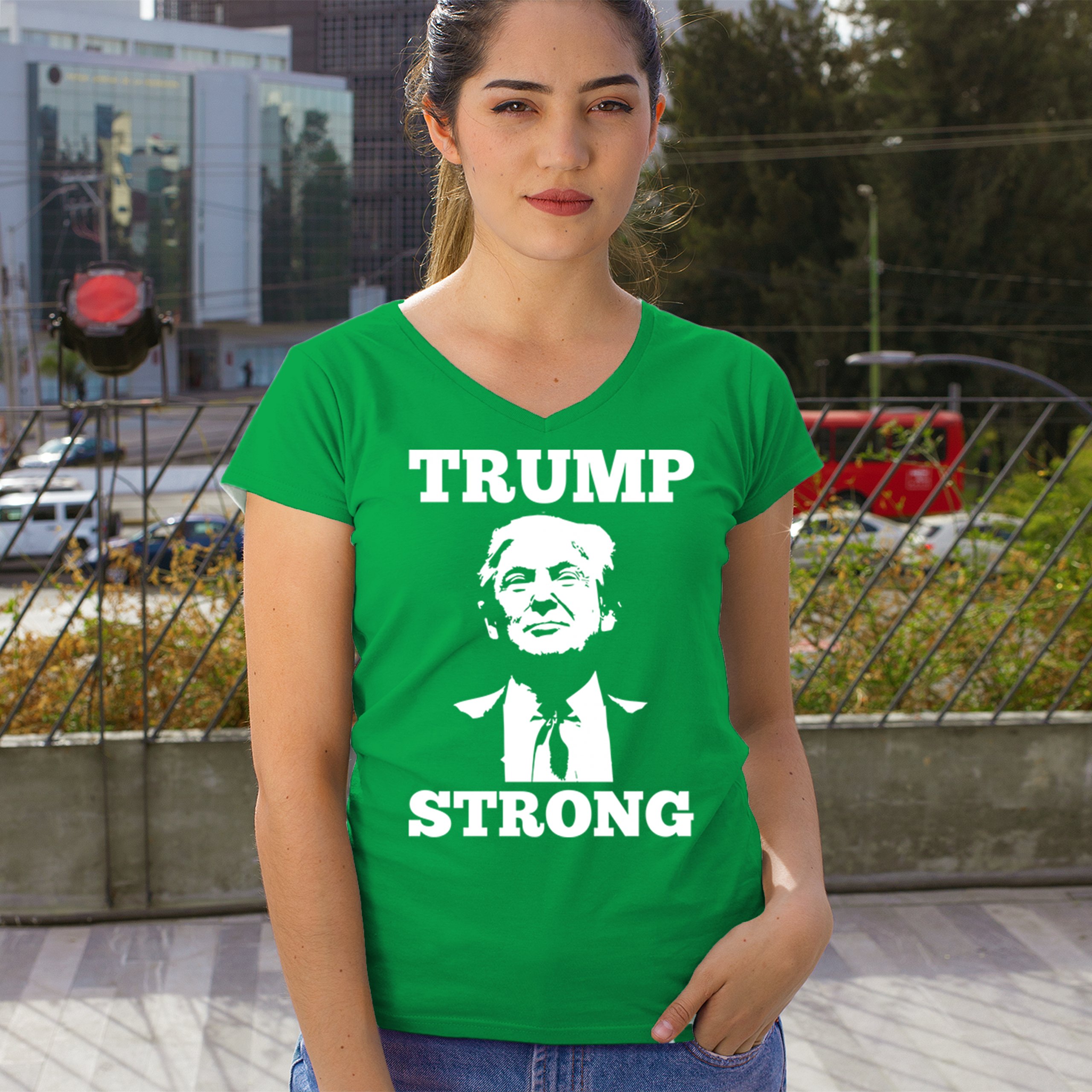 Trump Strong 2024 Women's V-Neck T-shirt President MAGA America First FJB Tee - Picture 33 of 50
