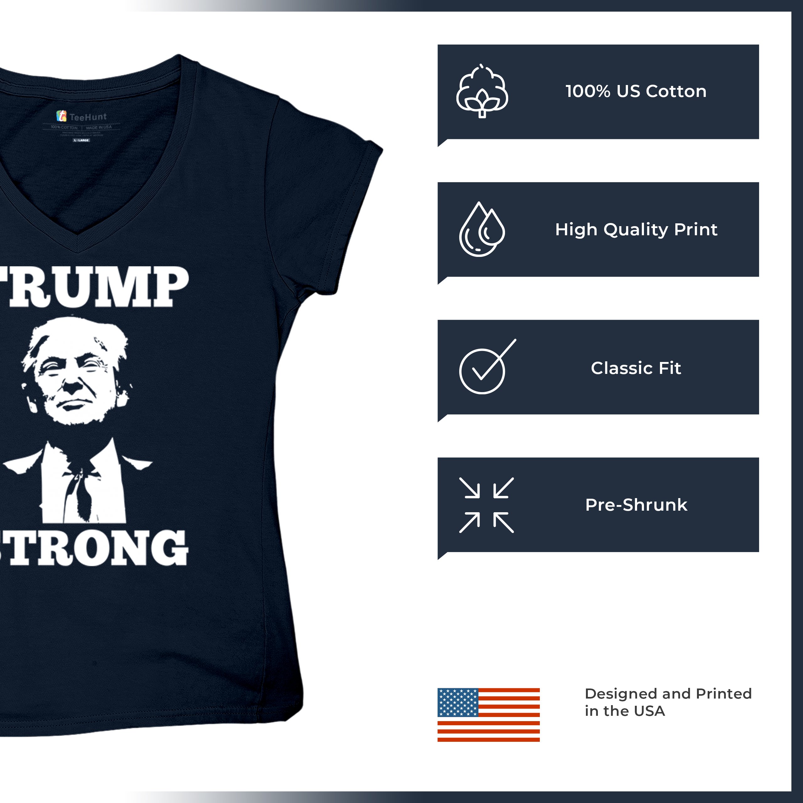 Trump Strong 2024 Women's V-Neck T-shirt President MAGA America First FJB Tee - Picture 28 of 50