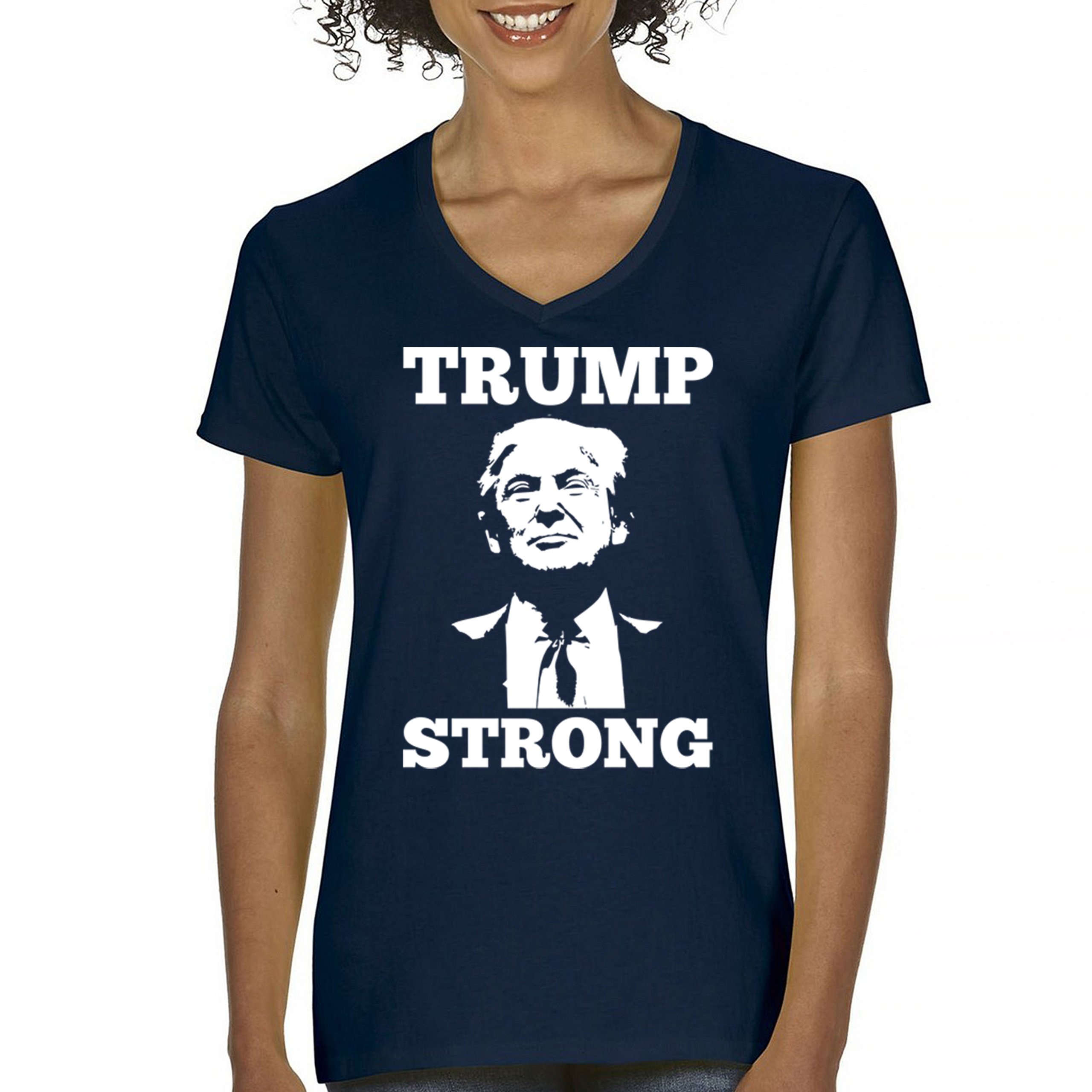 Trump Strong 2024 Women's V-Neck T-shirt President MAGA America First FJB Tee - Picture 23 of 50
