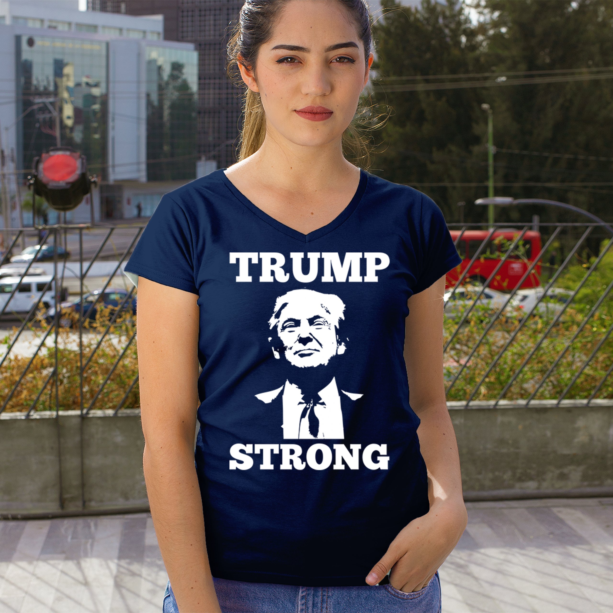 Trump Strong 2024 Women's V-Neck T-shirt President MAGA America First FJB Tee - Picture 26 of 50