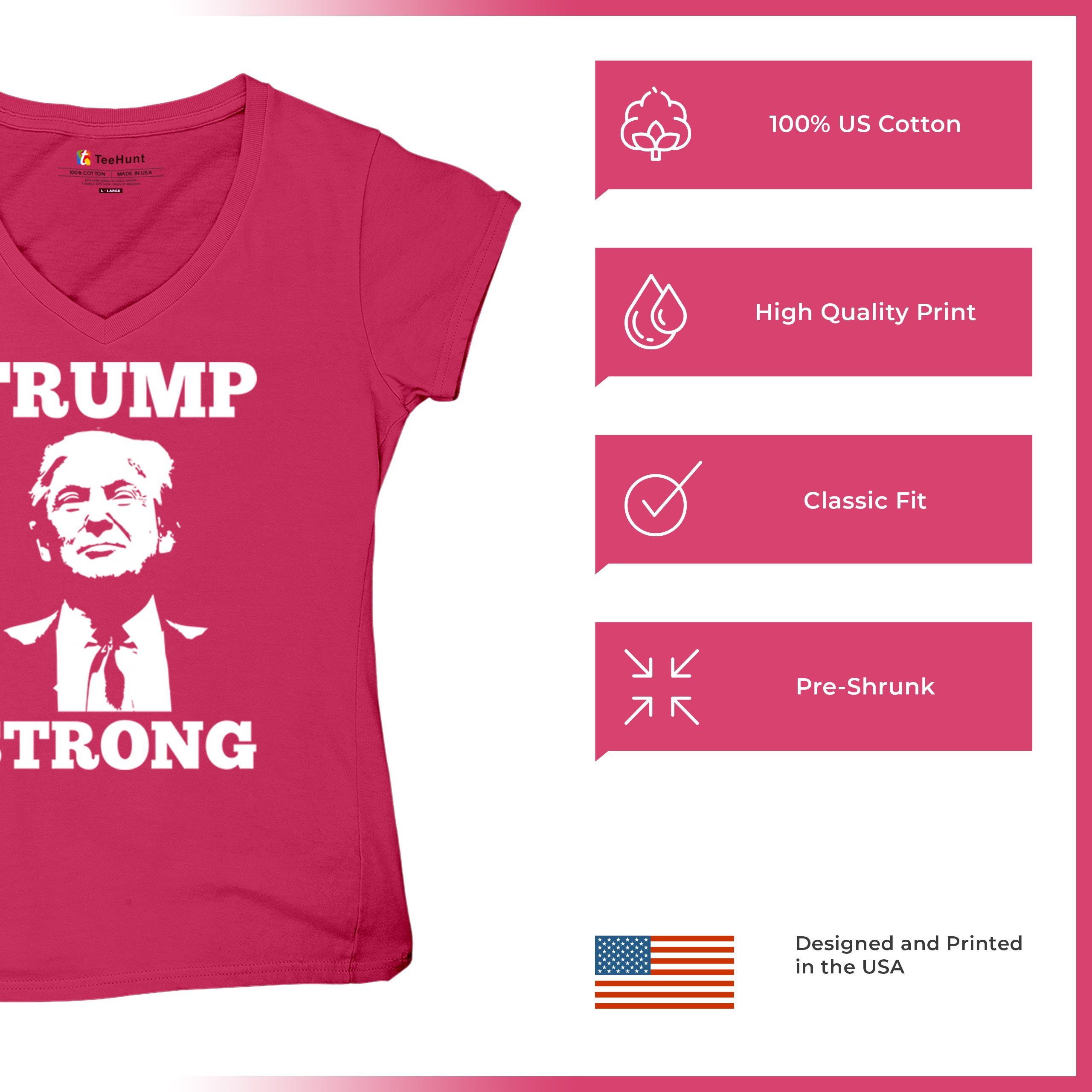 Trump Strong 2024 Women's V-Neck T-shirt President MAGA America First FJB Tee - Picture 49 of 50