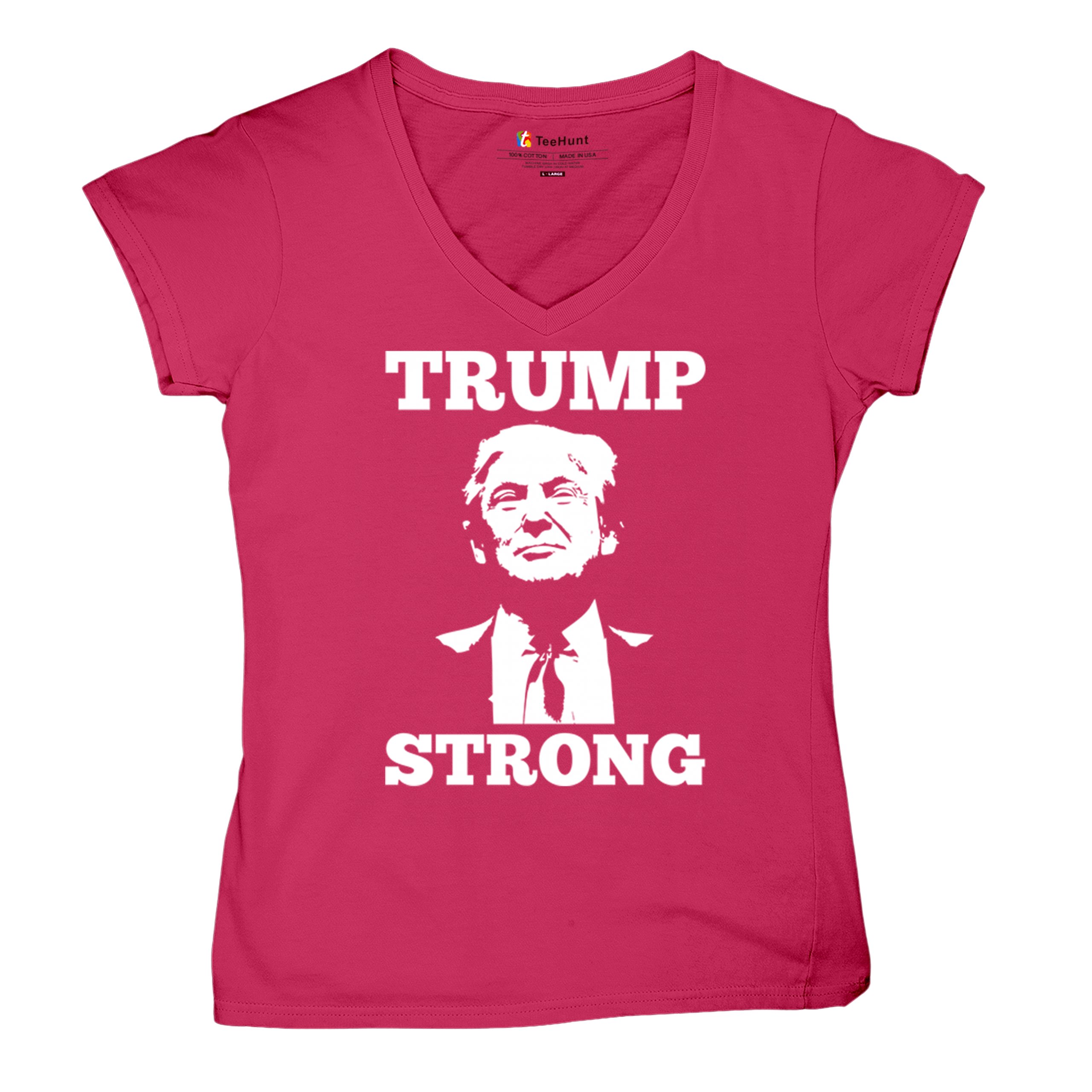 Trump Strong 2024 Women's V-Neck T-shirt President MAGA America First FJB Tee - Picture 48 of 50