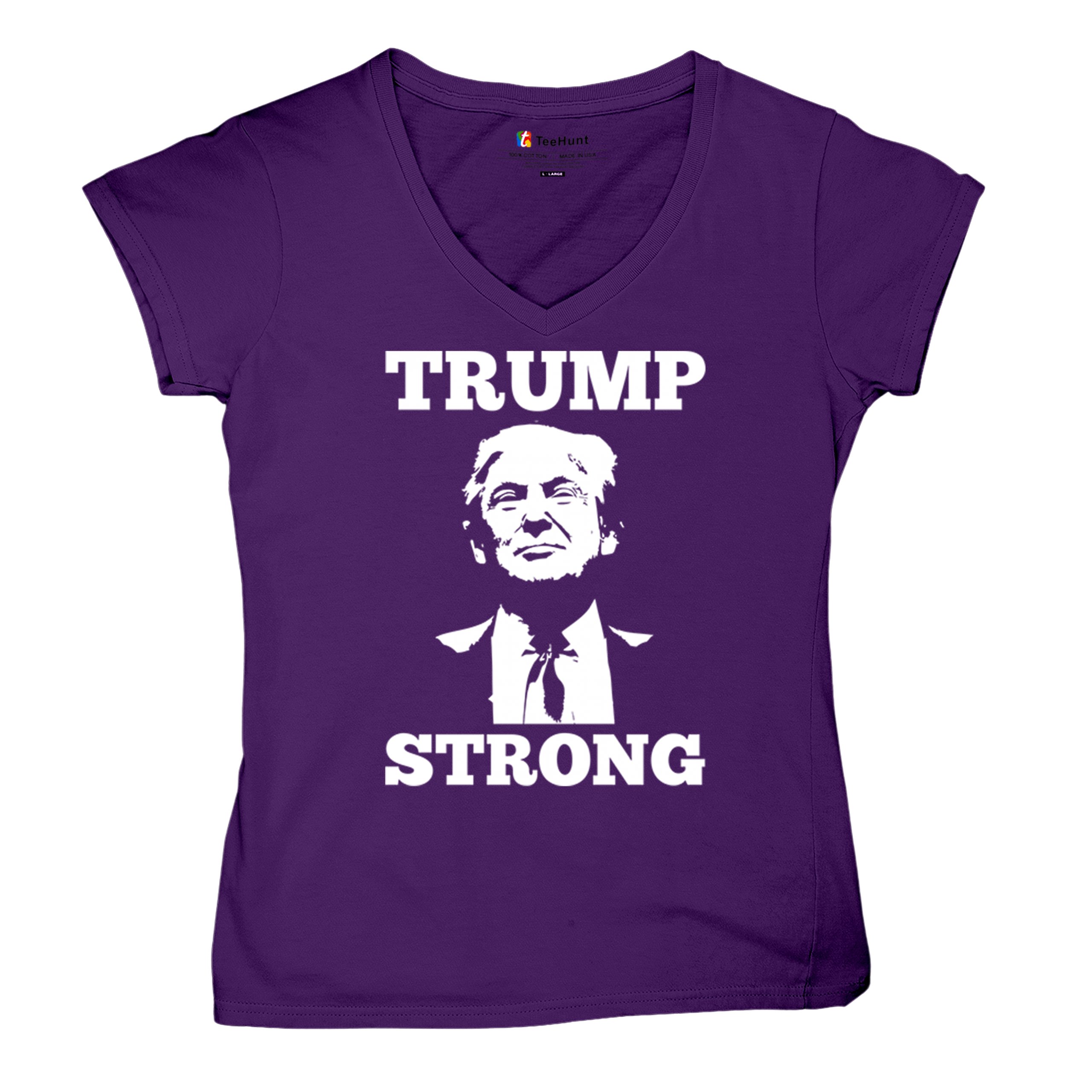 Trump Strong 2024 Women's V-Neck T-shirt President MAGA America First FJB Tee - Picture 13 of 50