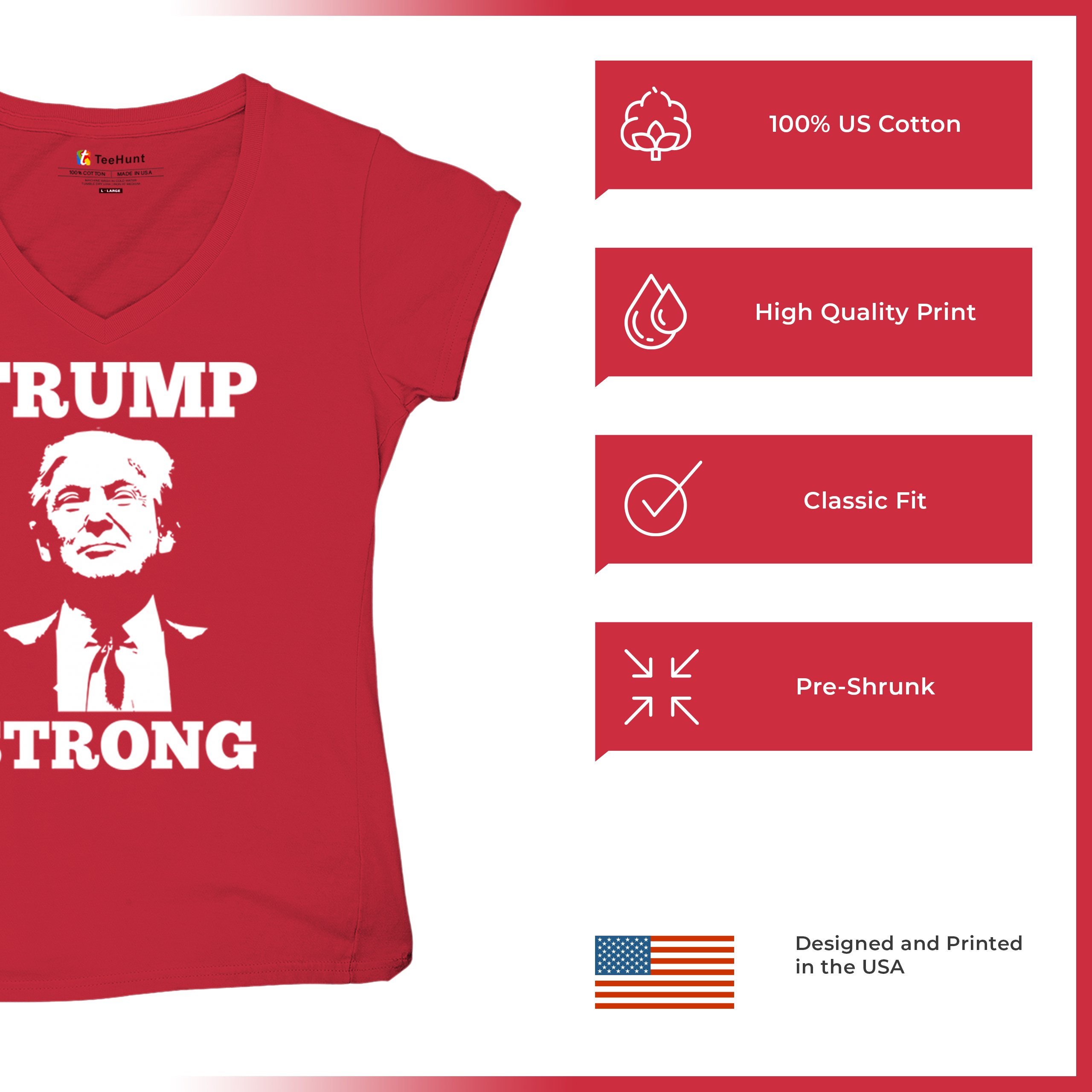 Trump Strong 2024 Women's V-Neck T-shirt President MAGA America First FJB Tee - Picture 21 of 50
