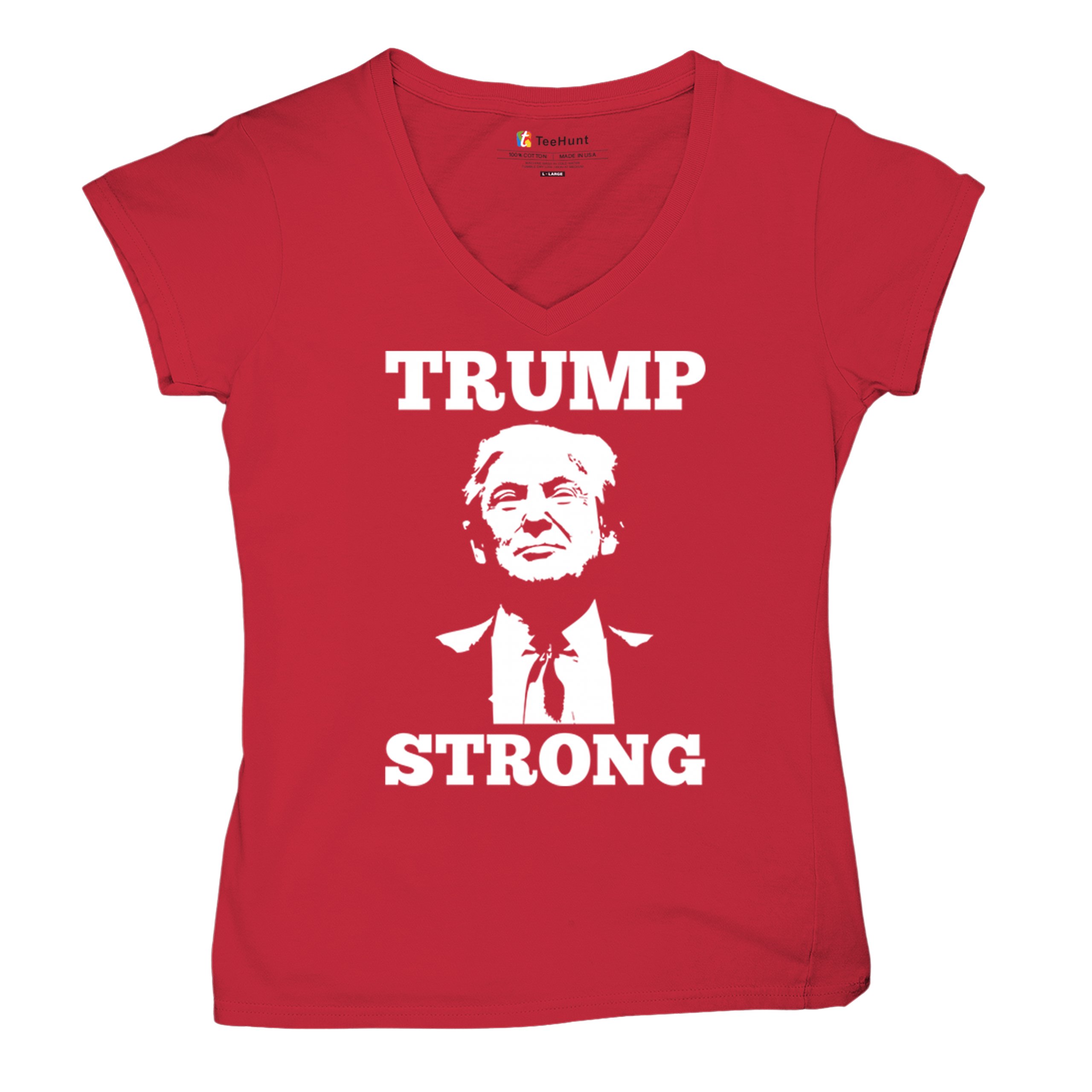 Trump Strong 2024 Women's V-Neck T-shirt President MAGA America First FJB Tee - Picture 20 of 50