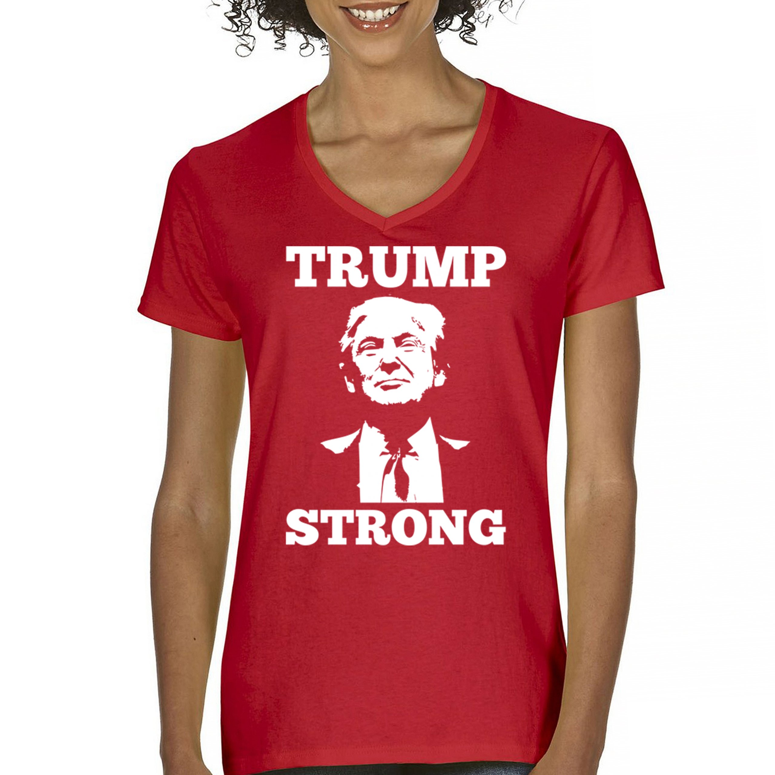 Trump Strong 2024 Women's V-Neck T-shirt President MAGA America First FJB Tee - Picture 16 of 50
