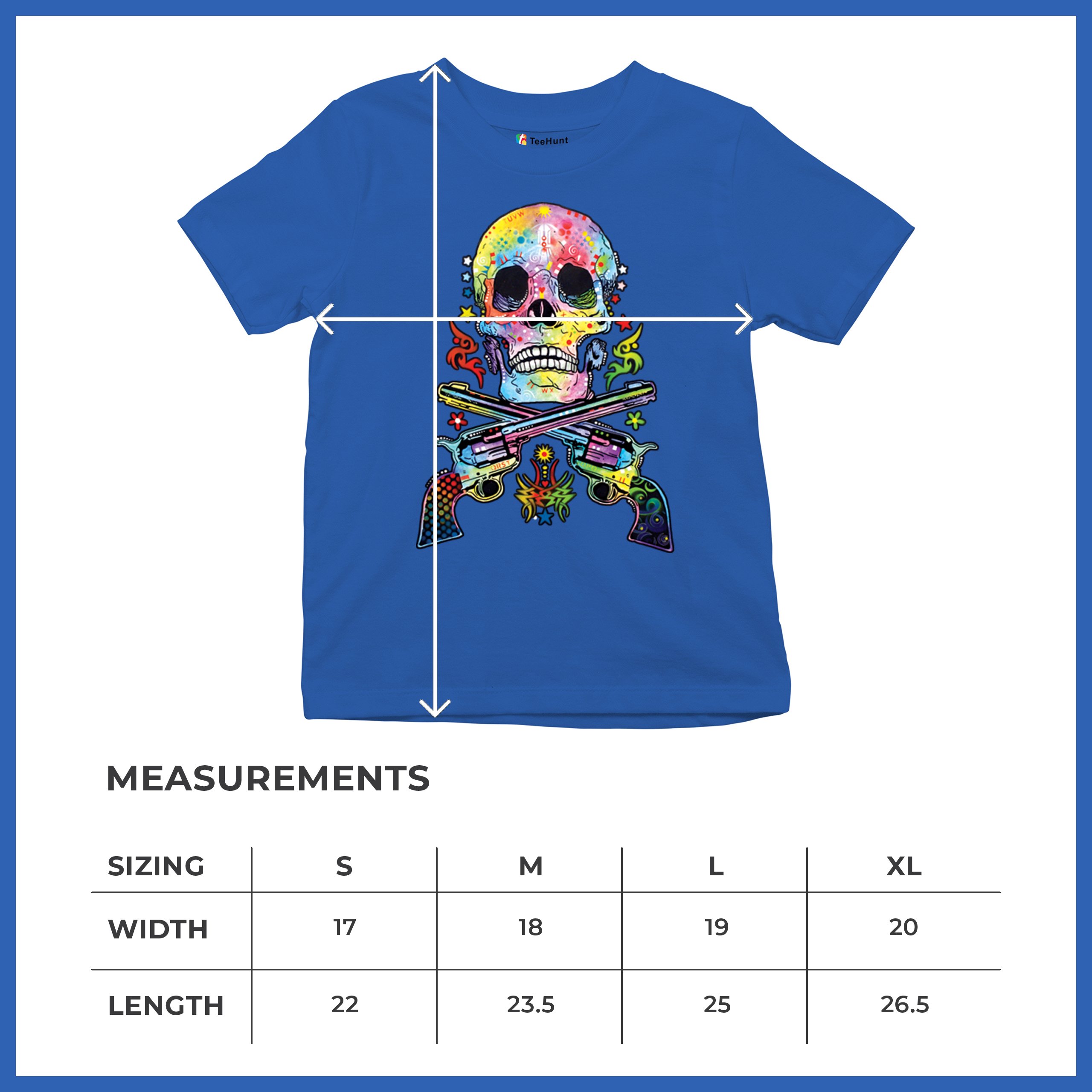 Dean Russo Art Skull and Guns Youth T-shirt Colorful 2nd Amendment Kids - Picture 43 of 50