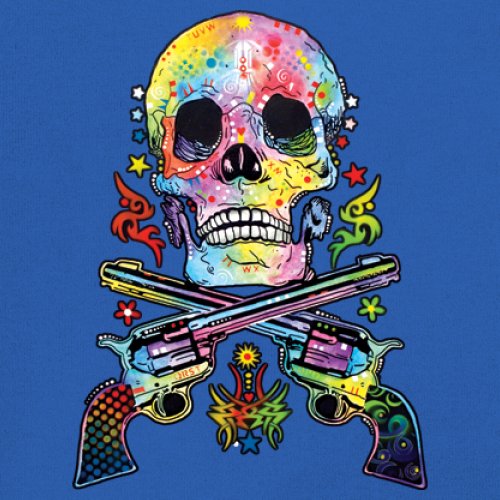 Dean Russo Art Skull and Guns Youth T-shirt Colorful 2nd Amendment Kids - Picture 39 of 50