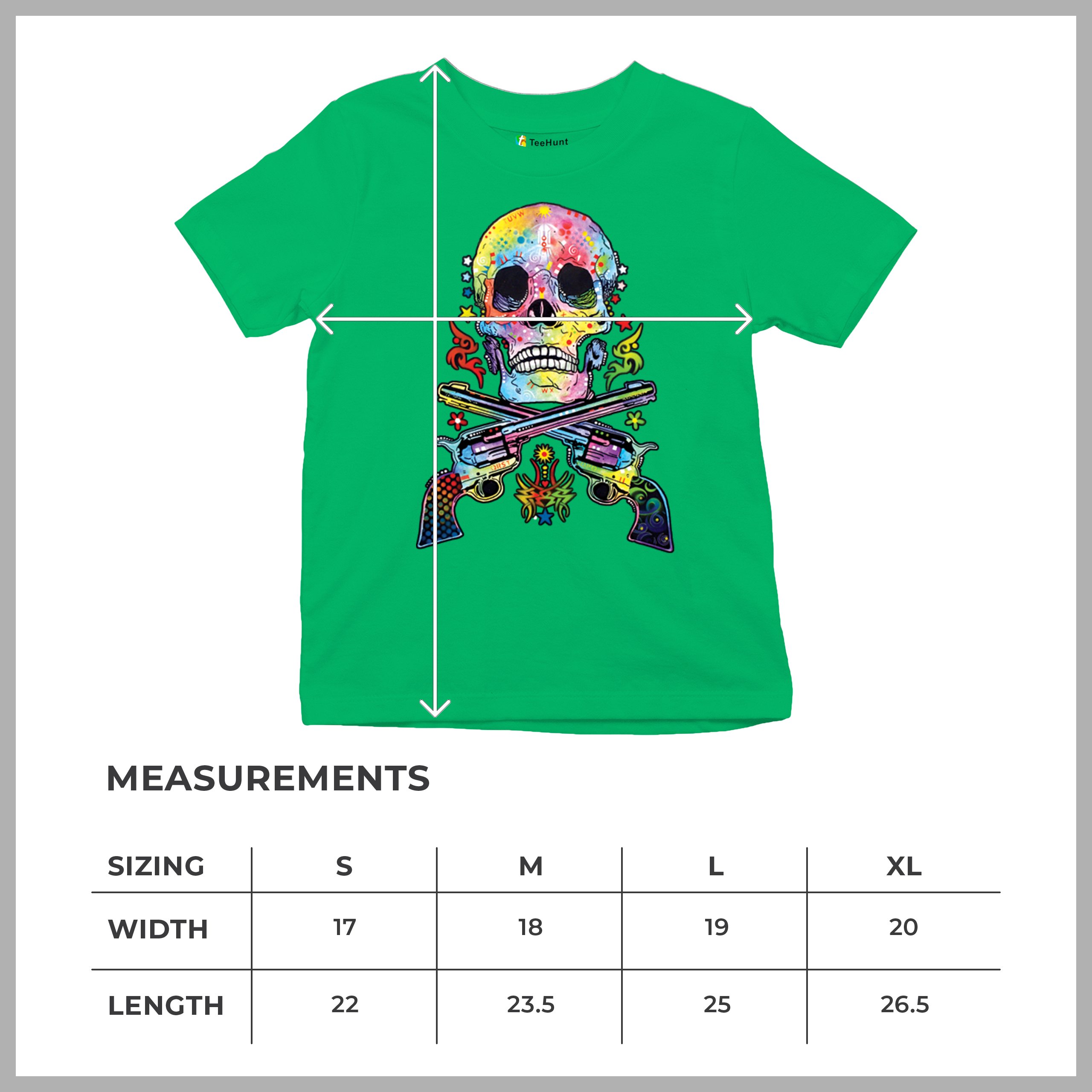 Dean Russo Art Skull and Guns Youth T-shirt Colorful 2nd Amendment Kids - Picture 36 of 50