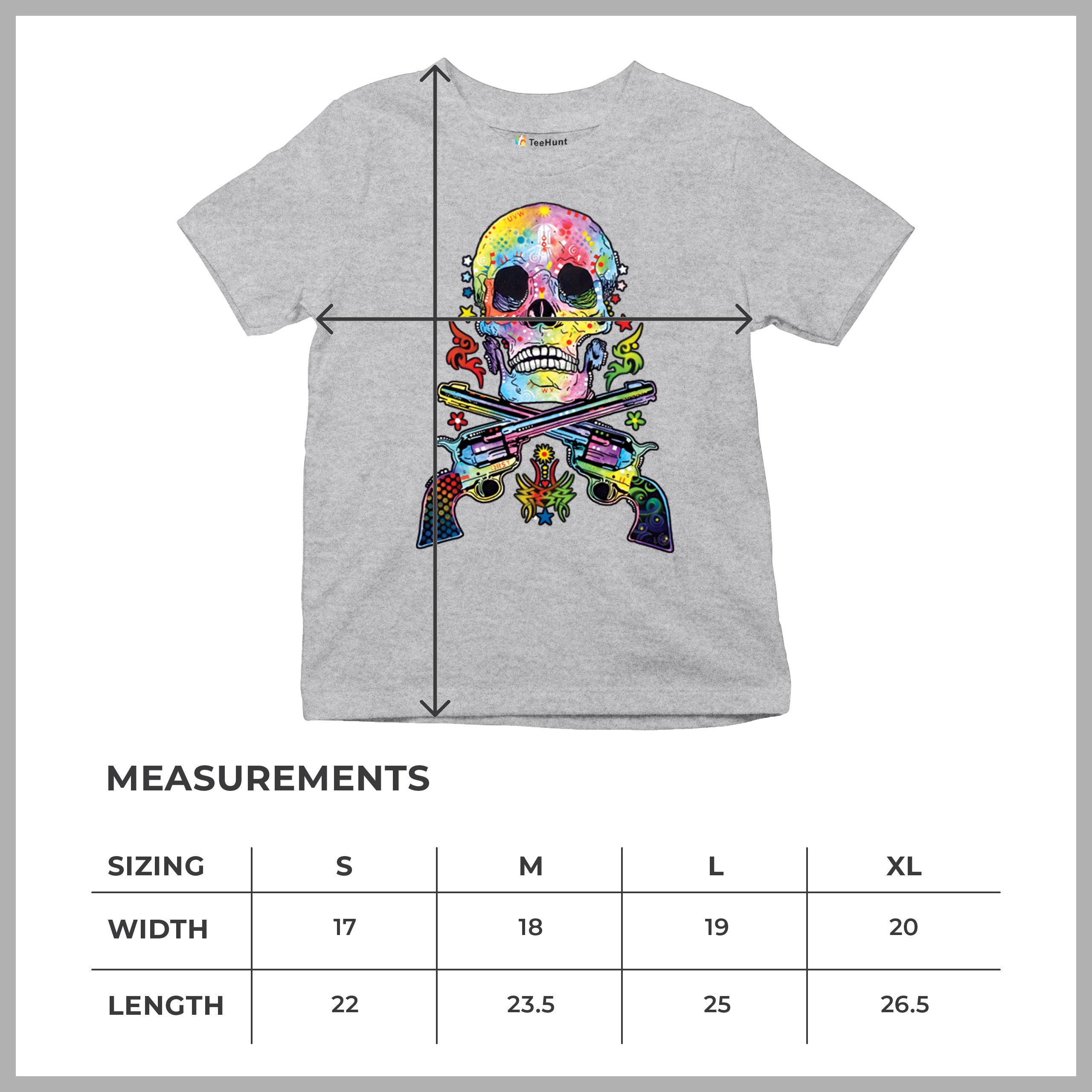 Dean Russo Art Skull and Guns Youth T-shirt Colorful 2nd Amendment Kids - Picture 15 of 50