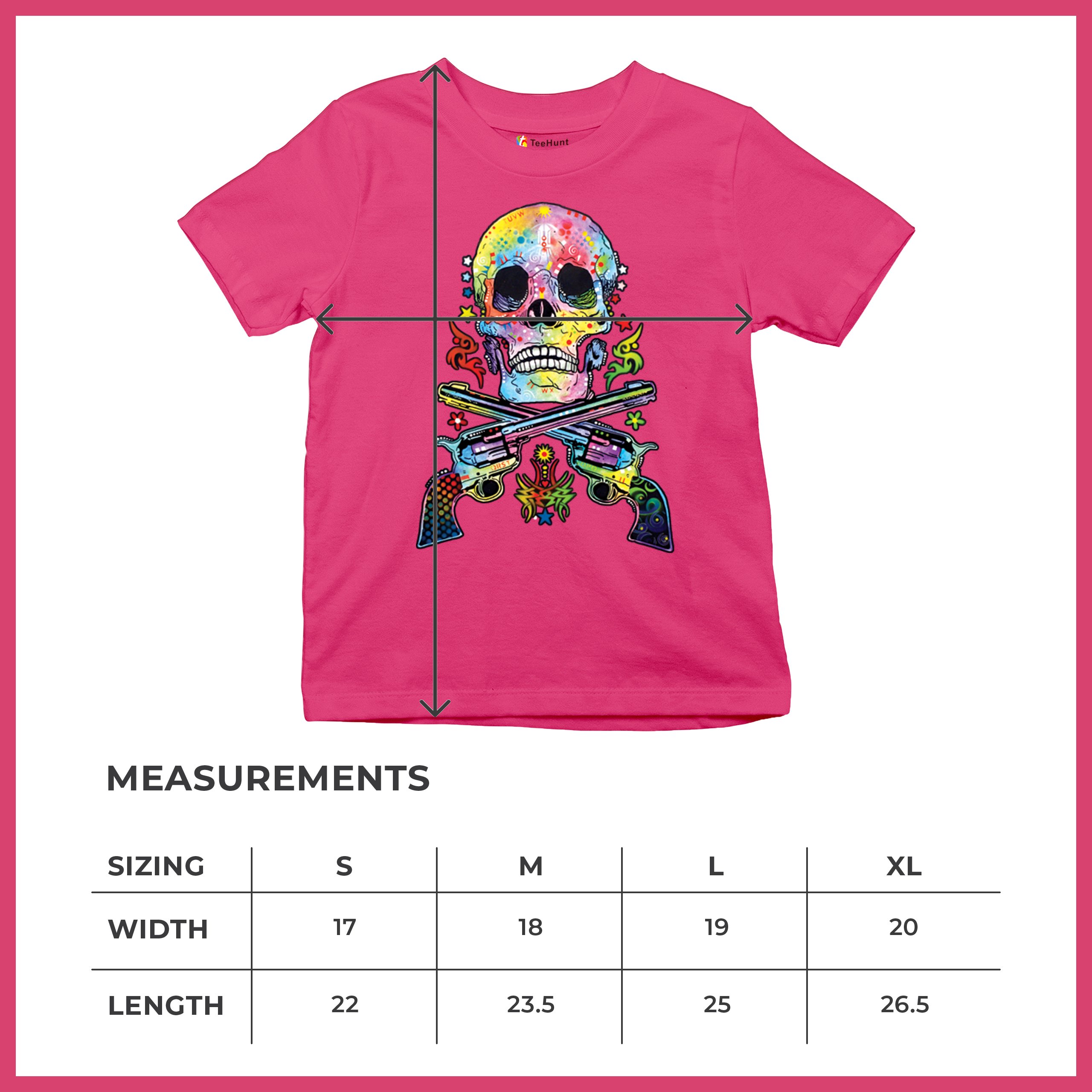 Dean Russo Art Skull and Guns Youth T-shirt Colorful 2nd Amendment Kids - Picture 50 of 50
