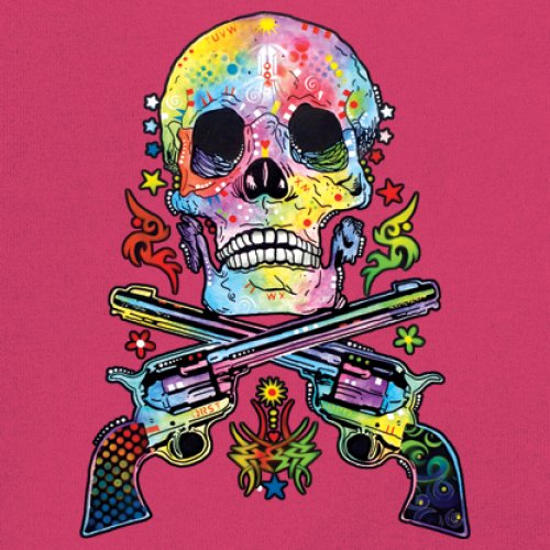 Dean Russo Art Skull and Guns Youth T-shirt Colorful 2nd Amendment Kids - Picture 46 of 50