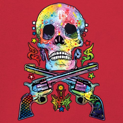 Dean Russo Art Skull and Guns Youth T-shirt Colorful 2nd Amendment Kids - Picture 18 of 50
