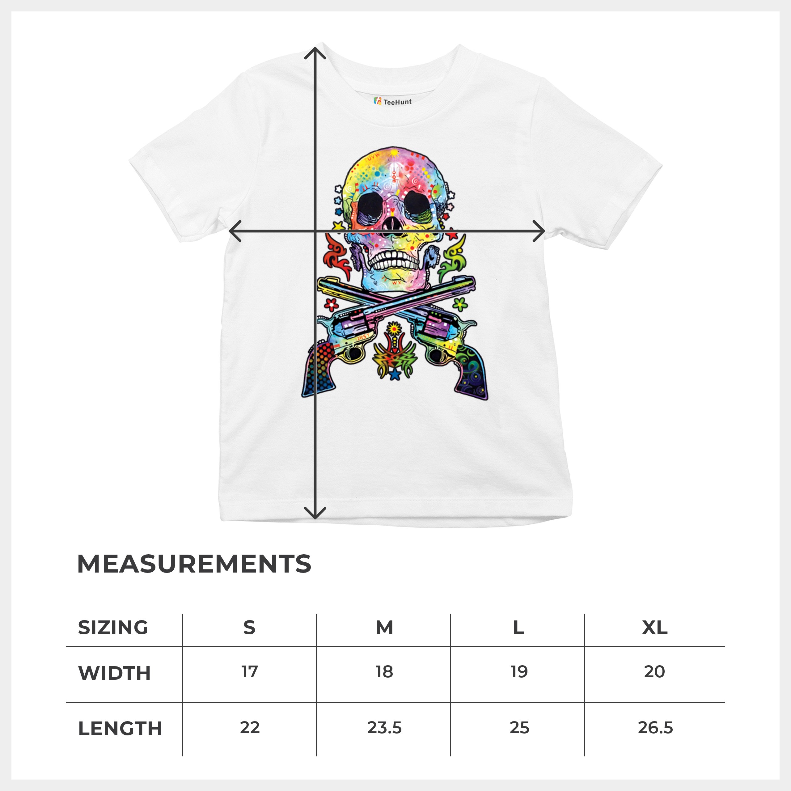 Dean Russo Art Skull and Guns Youth T-shirt Colorful 2nd Amendment Kids - Picture 29 of 50