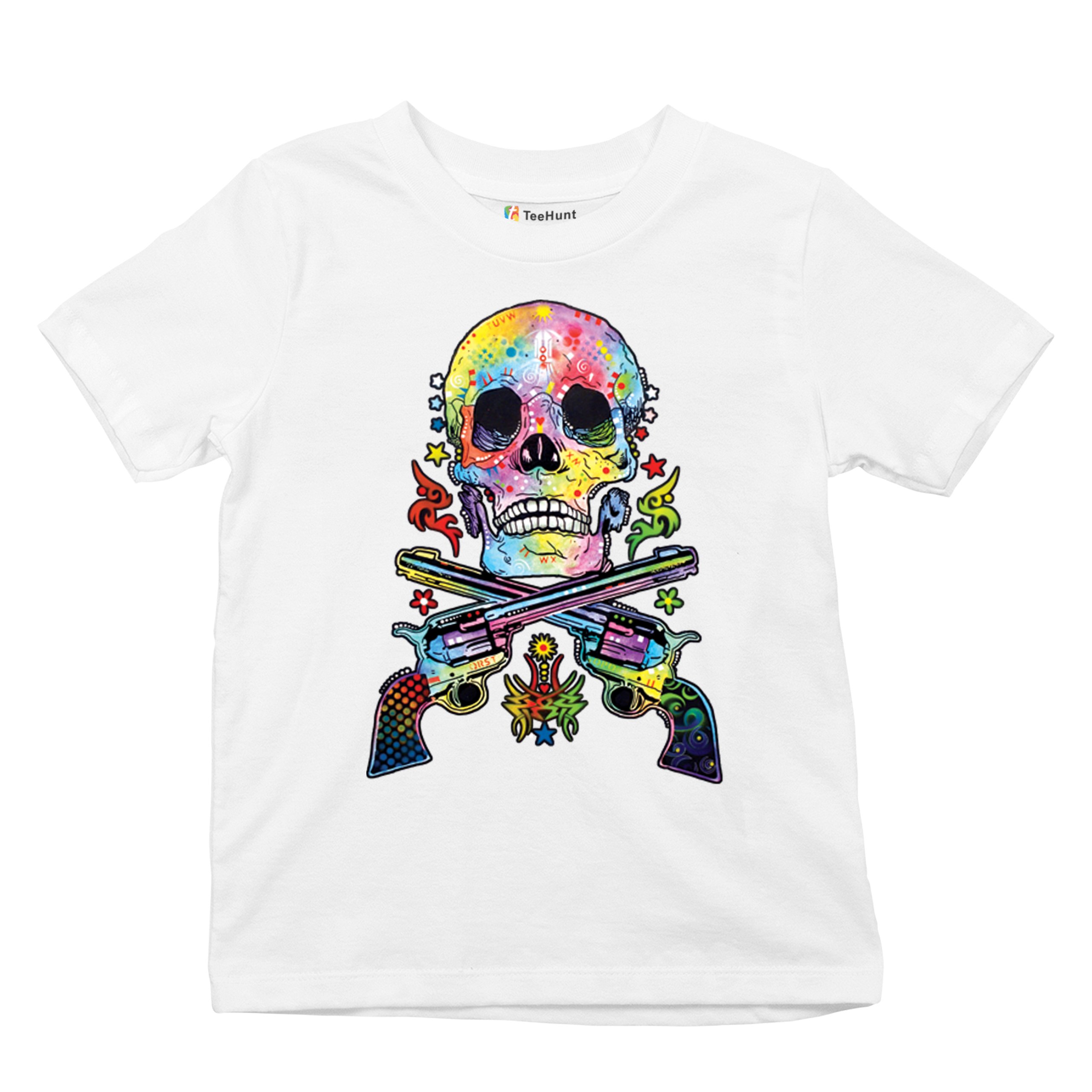 Dean Russo Art Skull and Guns Youth T-shirt Colorful 2nd Amendment Kids - Picture 27 of 50