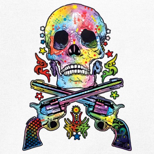Dean Russo Art Skull and Guns Youth T-shirt Colorful 2nd Amendment Kids - Picture 25 of 50