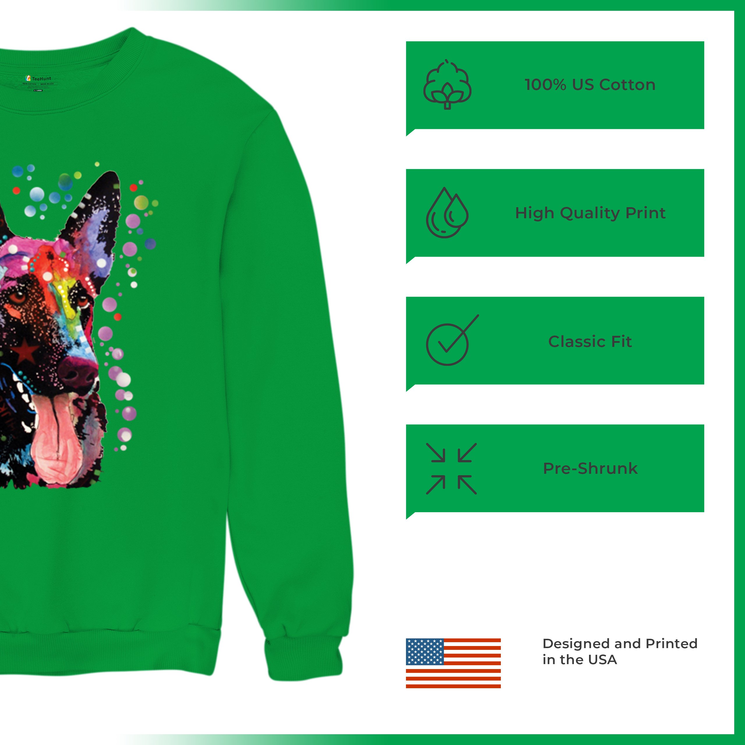 Dean Russo German Shepherd Sweatshirt Colorful Dog Best Friend Crewneck