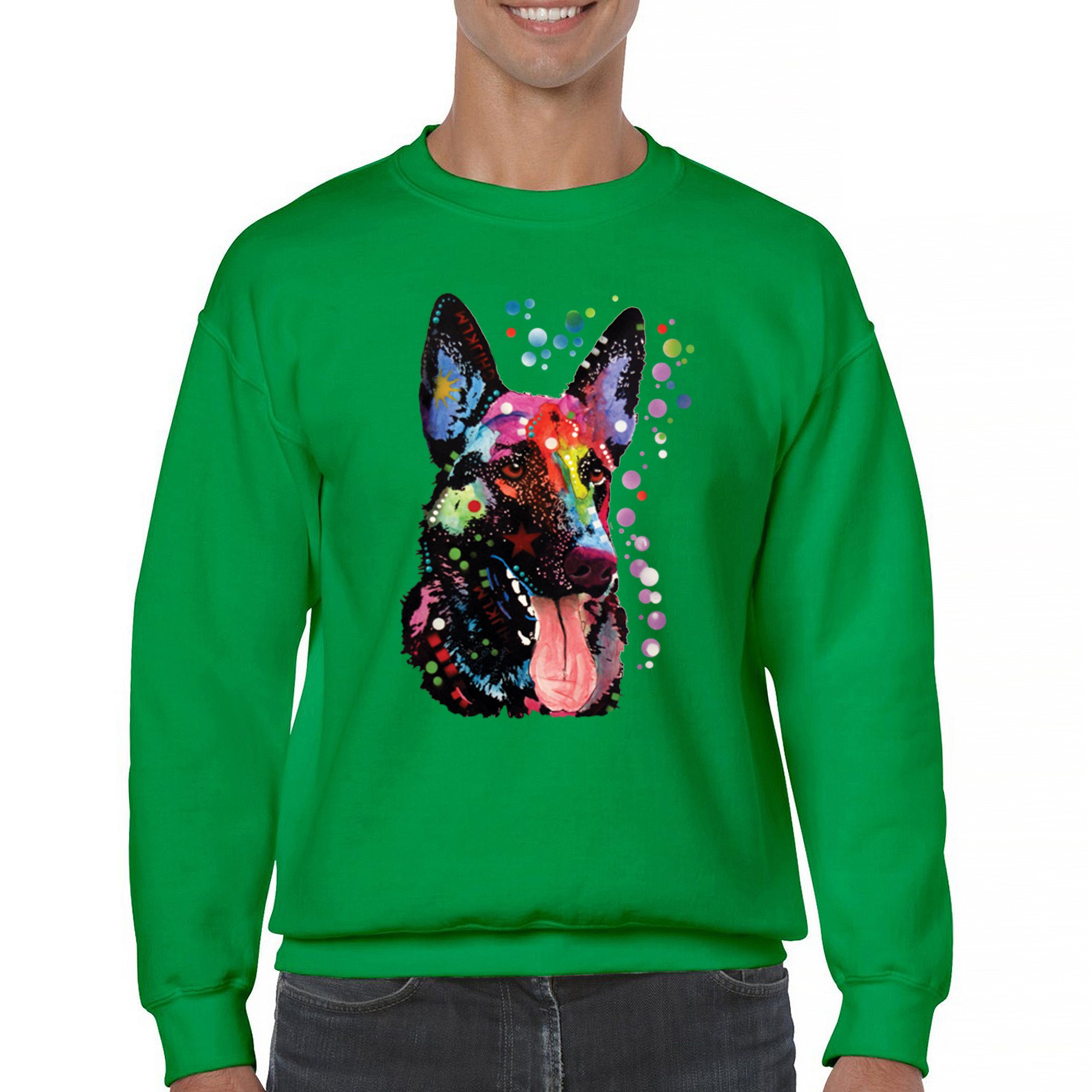 Dean Russo German Shepherd Sweatshirt Colorful Dog Best Friend Crewneck