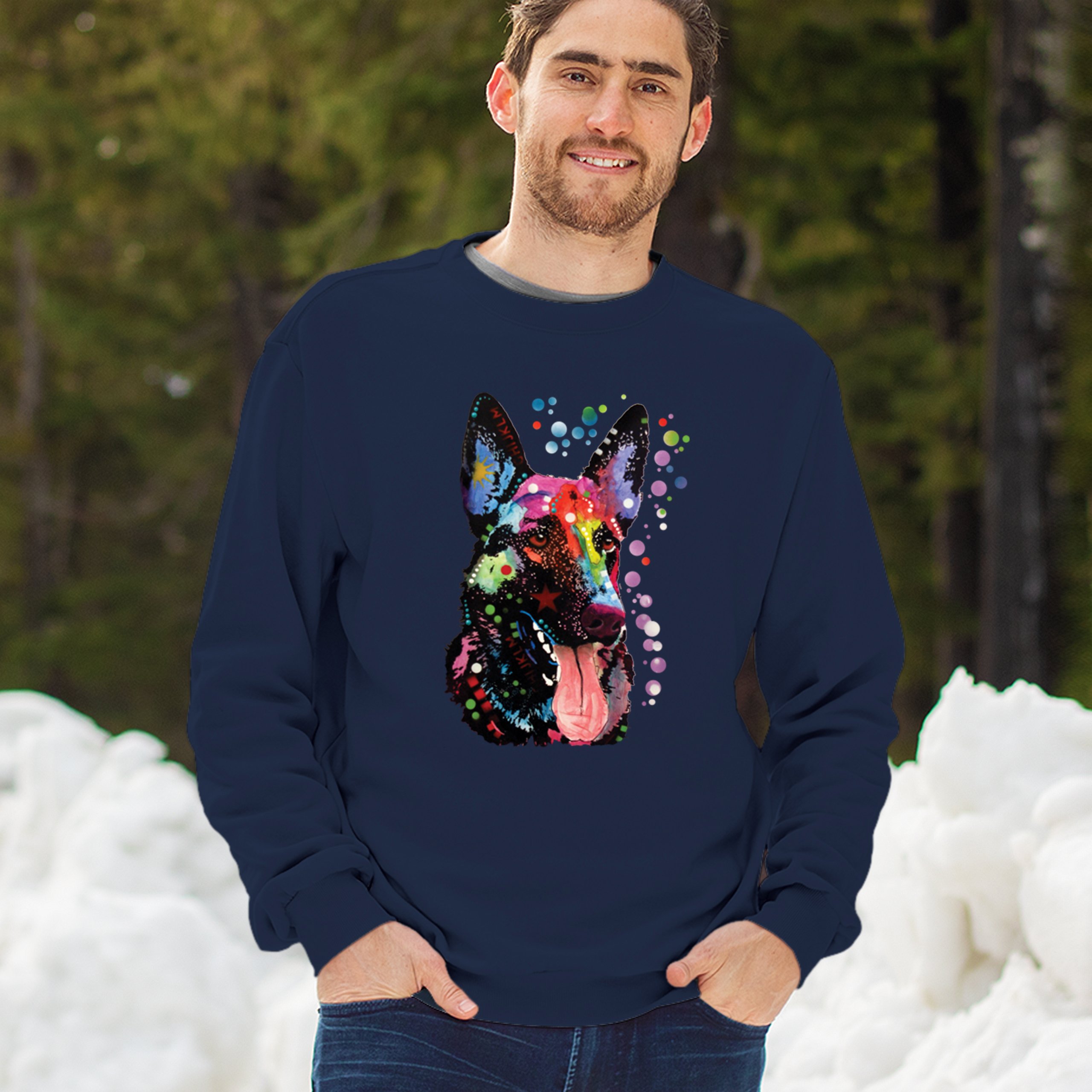 Dean Russo German Shepherd Sweatshirt Colorful Dog Best Friend Crewneck