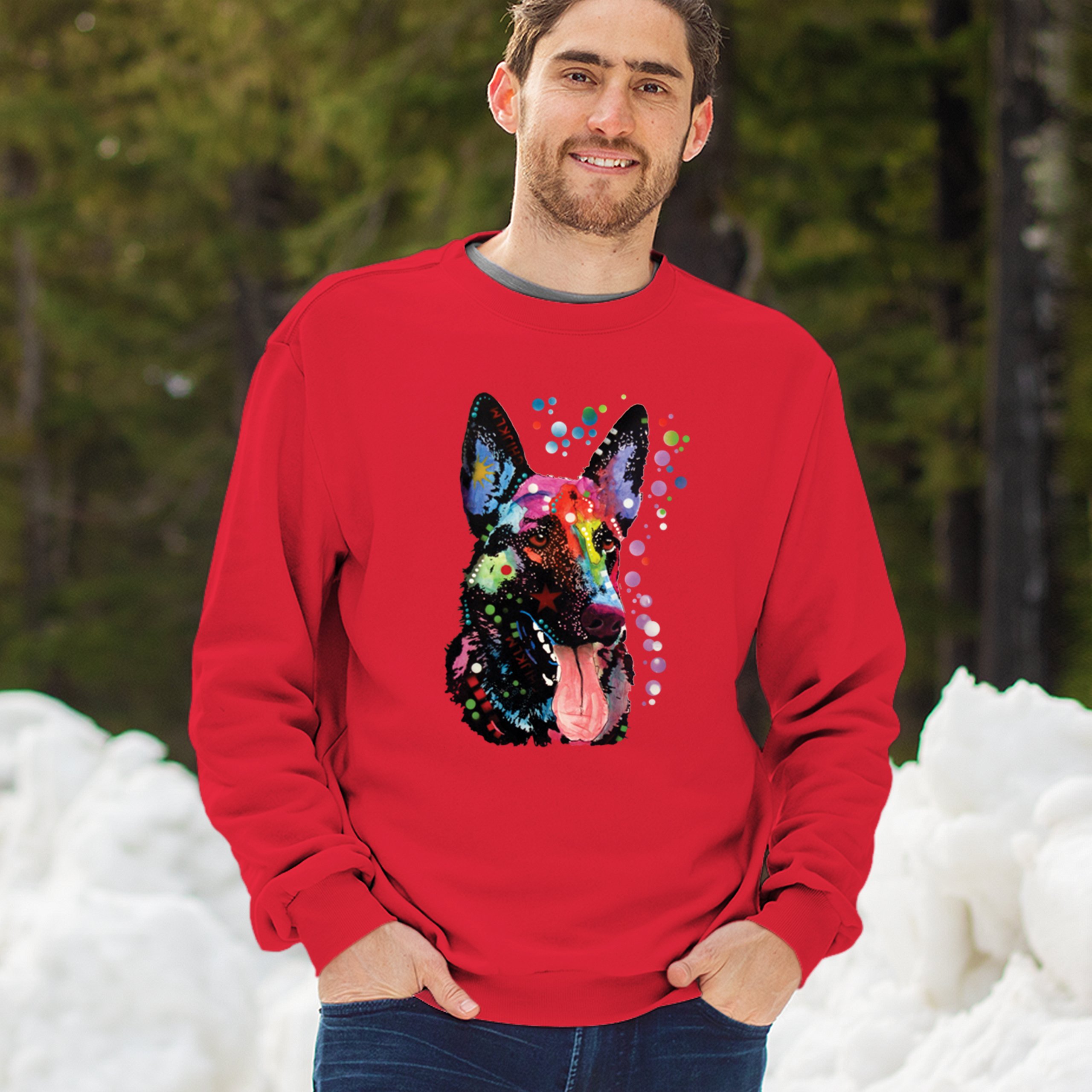 Dean Russo German Shepherd Sweatshirt Colorful Dog Best Friend Crewneck