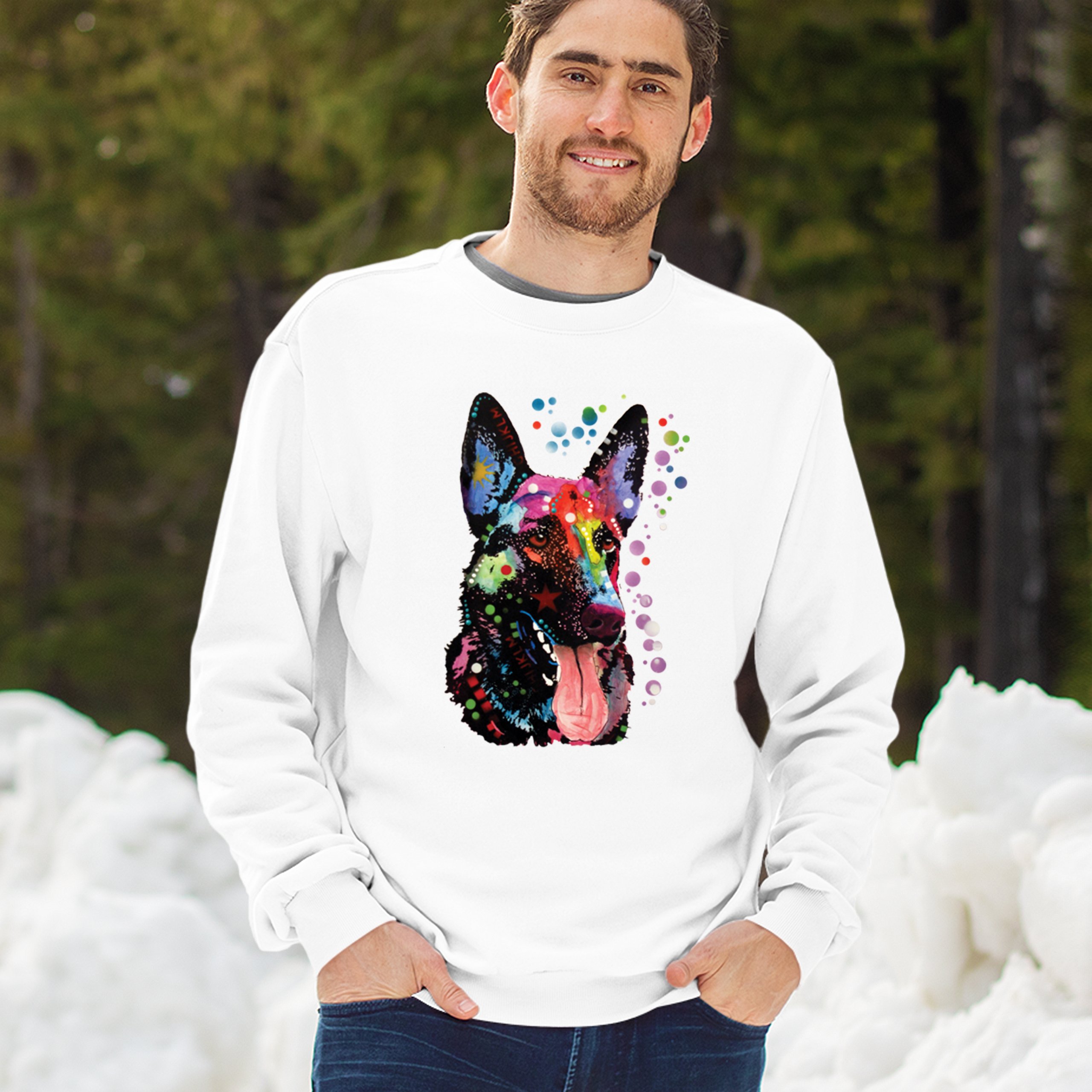 Dean Russo German Shepherd Sweatshirt Colorful Dog Best Friend Crewneck