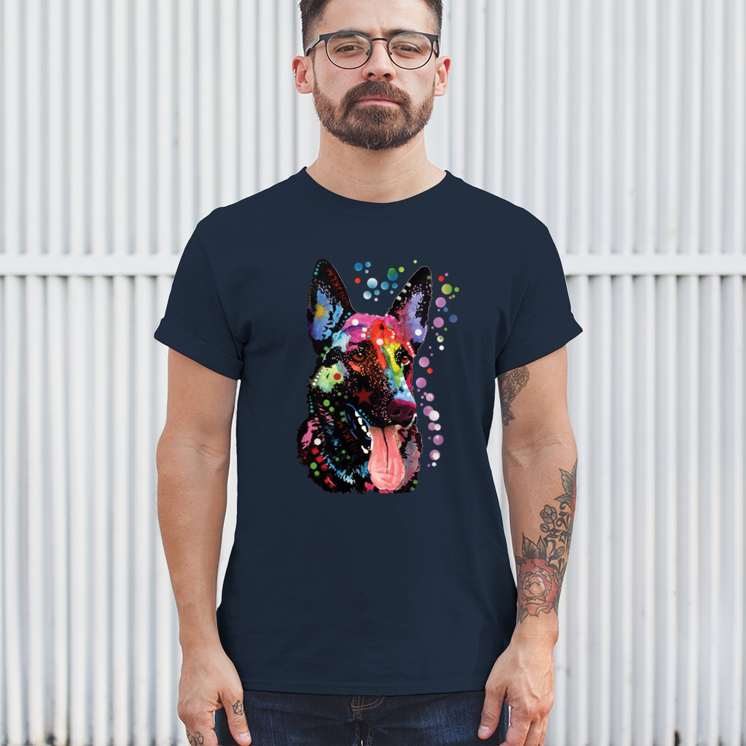 Dean Russo Deutscher Schäferhund T-Shirt Bunt Hund Beste Freundin Herren Tee - Bild 54 von 113