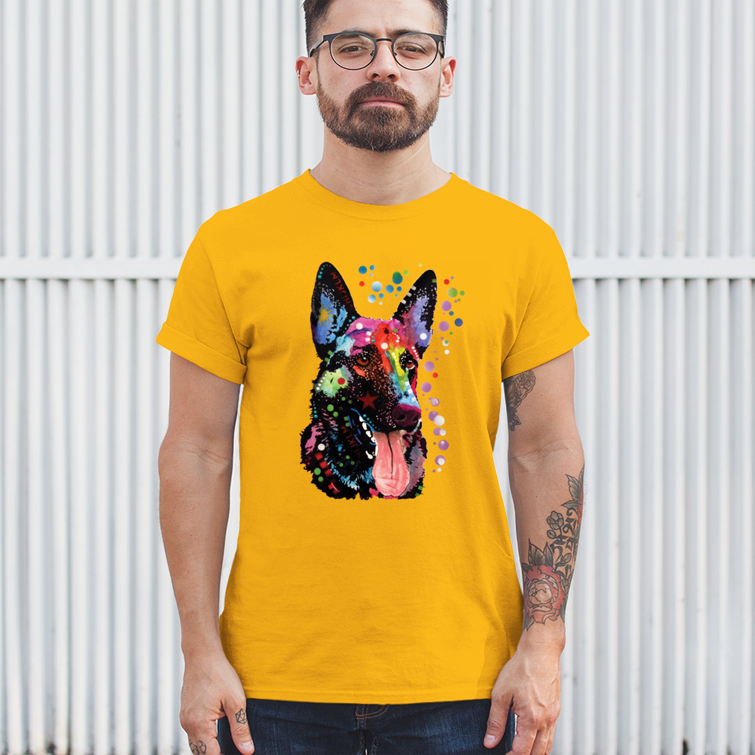 Dean Russo Deutscher Schäferhund T-Shirt Bunt Hund Beste Freundin Herren Tee - Bild 110 von 113