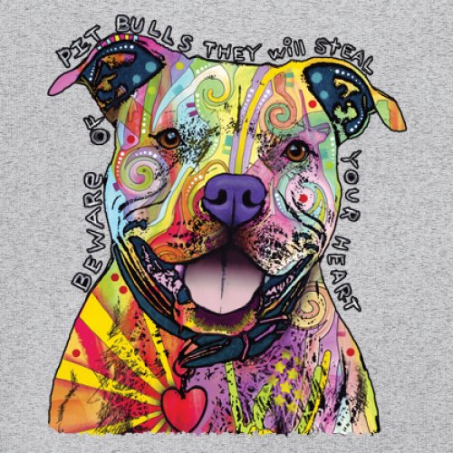 Beware of Pit Bull Women's V-Neck T-shirt Dean Russo Colorful Cute Dog Tee