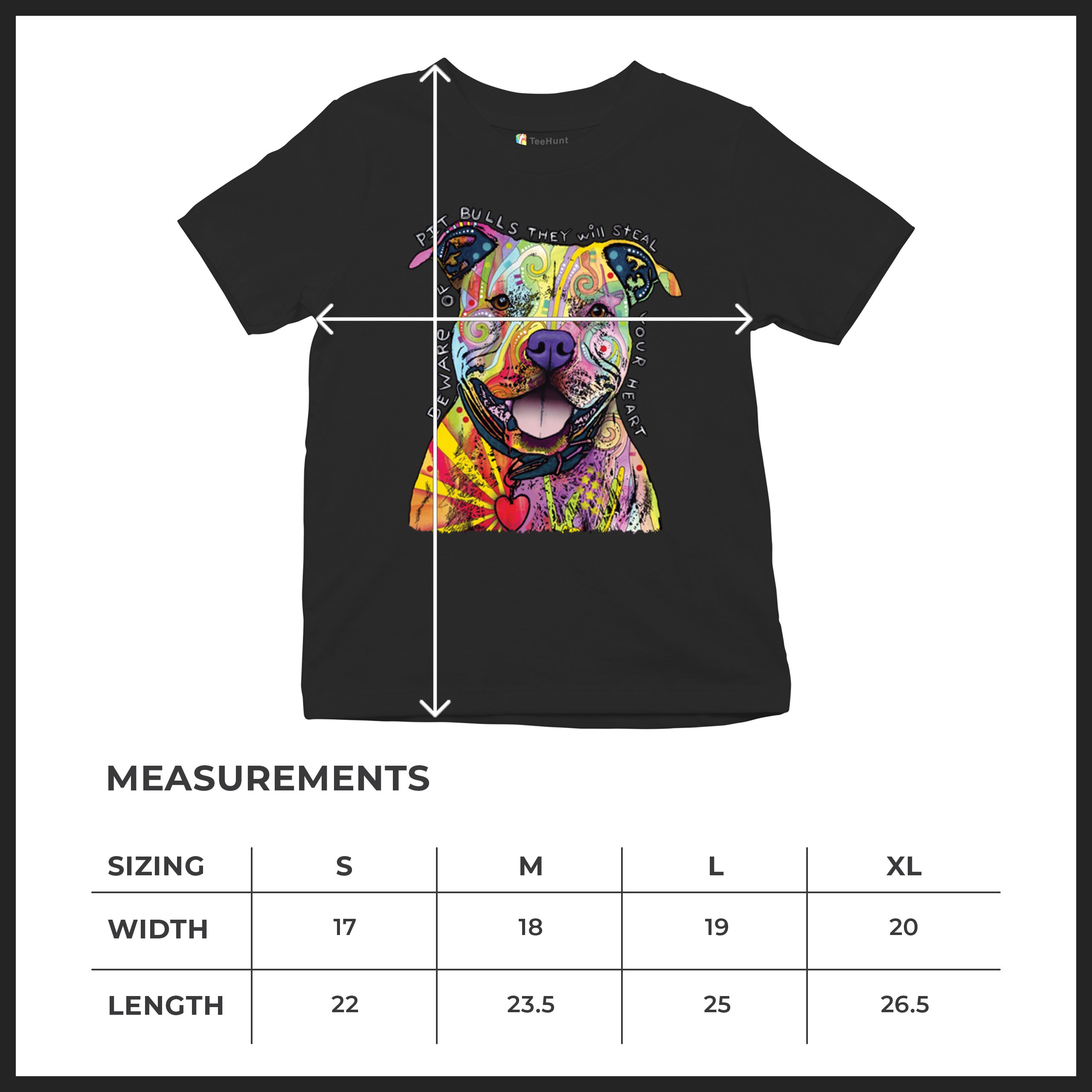Vorsicht vor Pitbulls Jugend T-Shirt Dean Russo Art bunt süß Hund Kinder - Bild 8 von 50