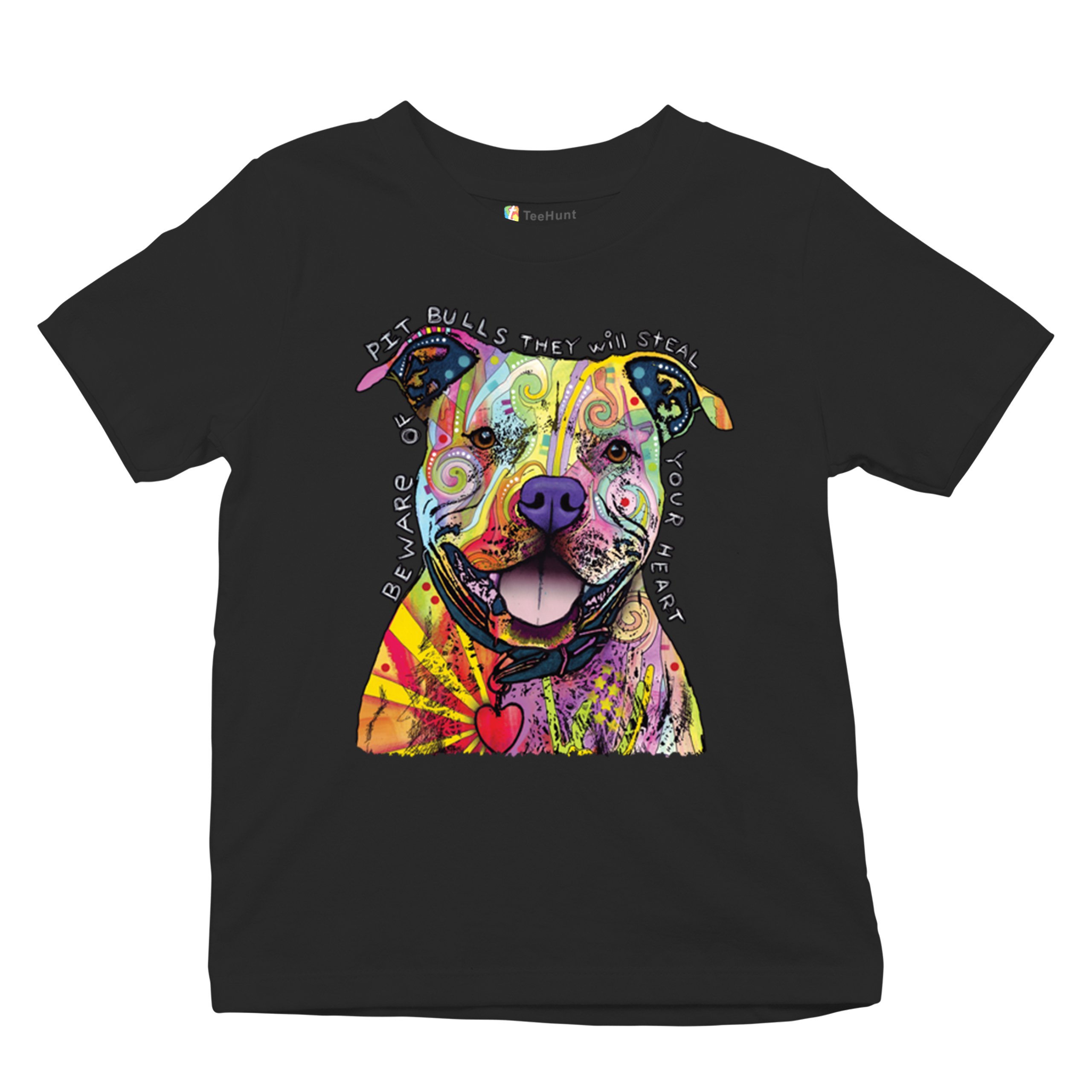 Vorsicht vor Pitbulls Jugend T-Shirt Dean Russo Art bunt süß Hund Kinder - Bild 6 von 50