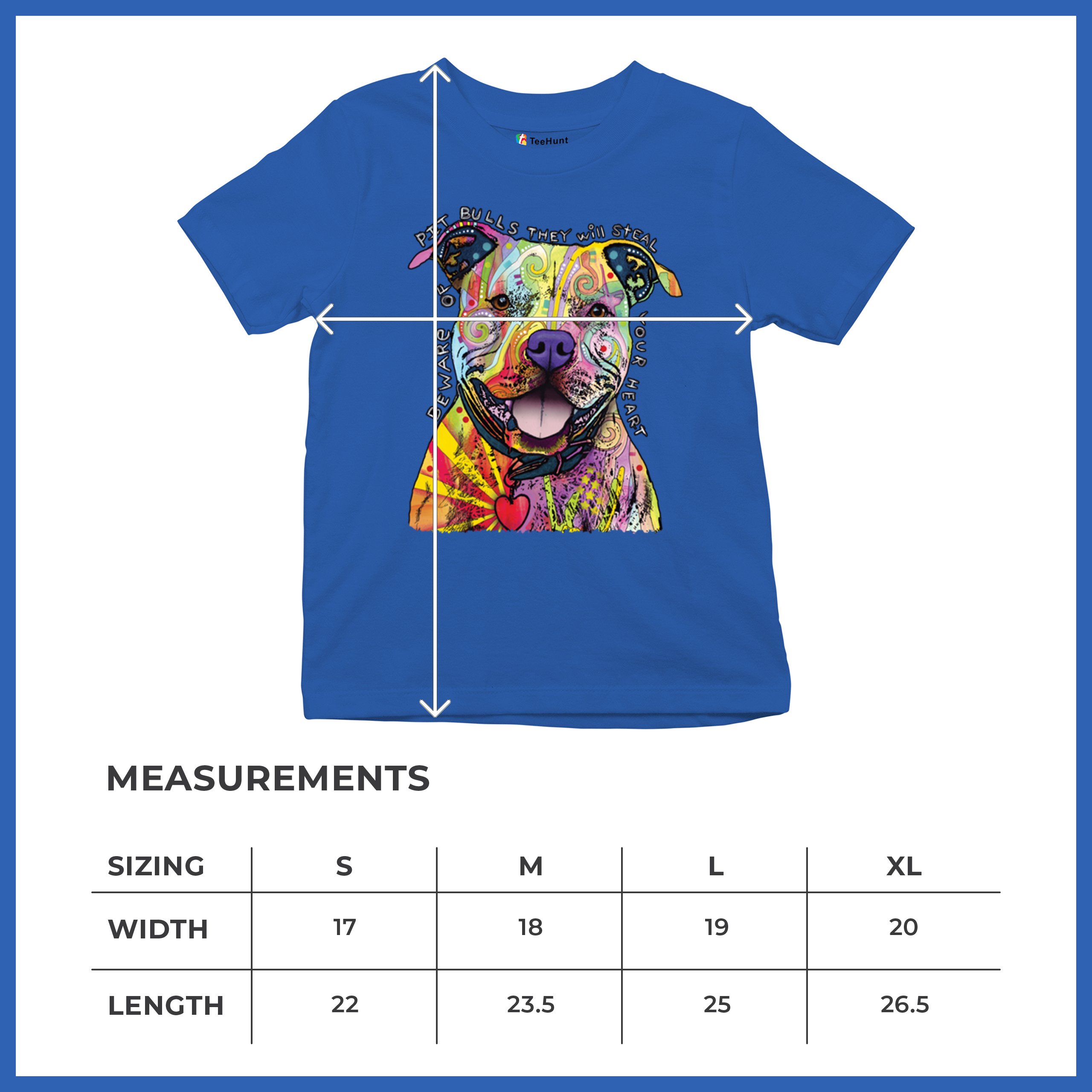 Vorsicht vor Pitbulls Jugend T-Shirt Dean Russo Art bunt süß Hund Kinder - Bild 43 von 50