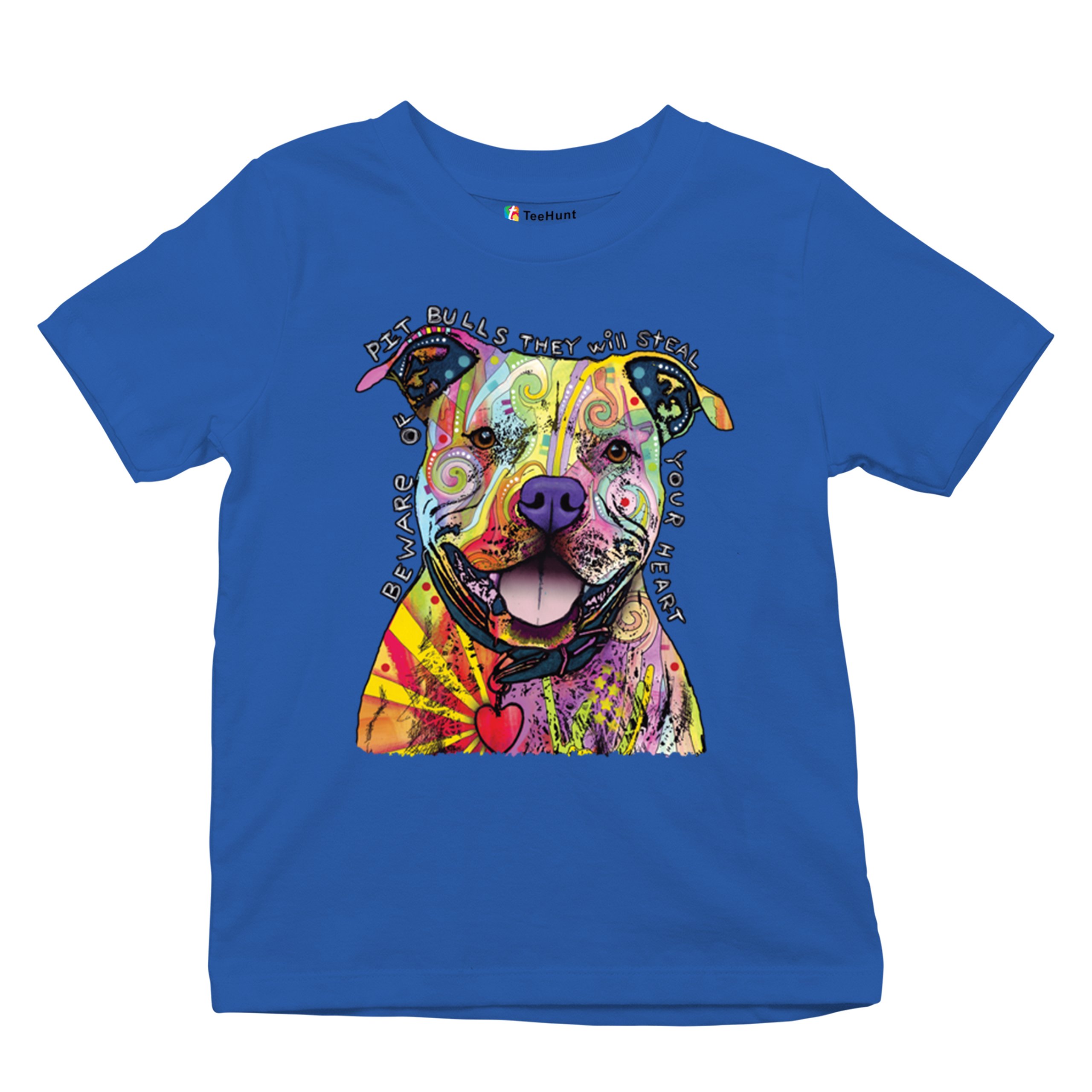Vorsicht vor Pitbulls Jugend T-Shirt Dean Russo Art bunt süß Hund Kinder - Bild 41 von 50