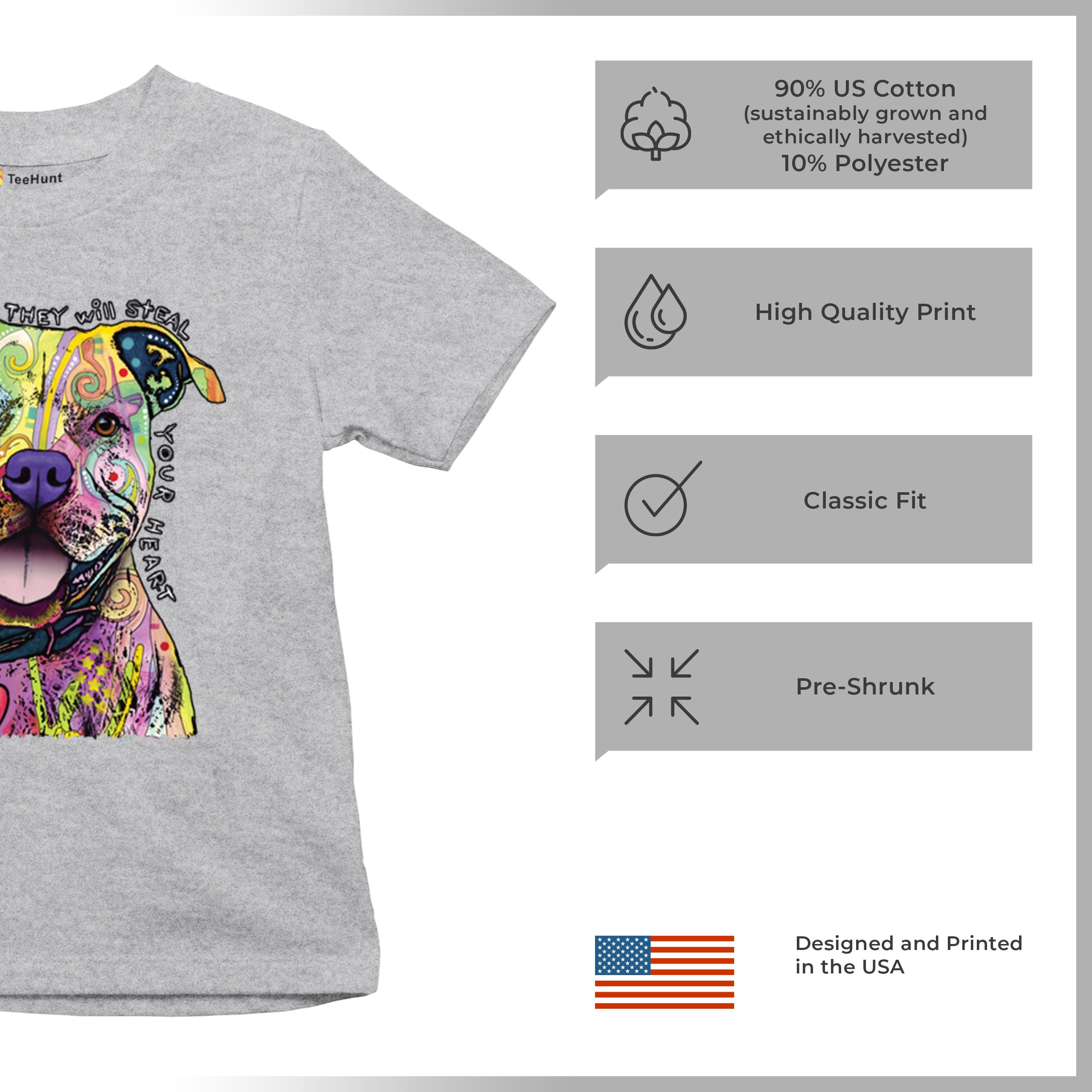 Vorsicht vor Pitbulls Jugend T-Shirt Dean Russo Art bunt süß Hund Kinder - Bild 14 von 50