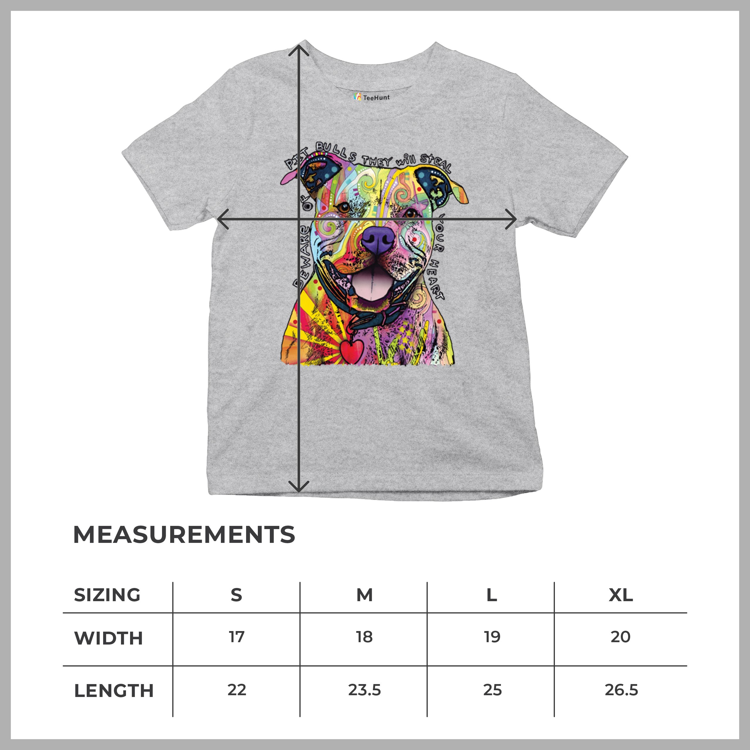 Vorsicht vor Pitbulls Jugend T-Shirt Dean Russo Art bunt süß Hund Kinder - Bild 15 von 50