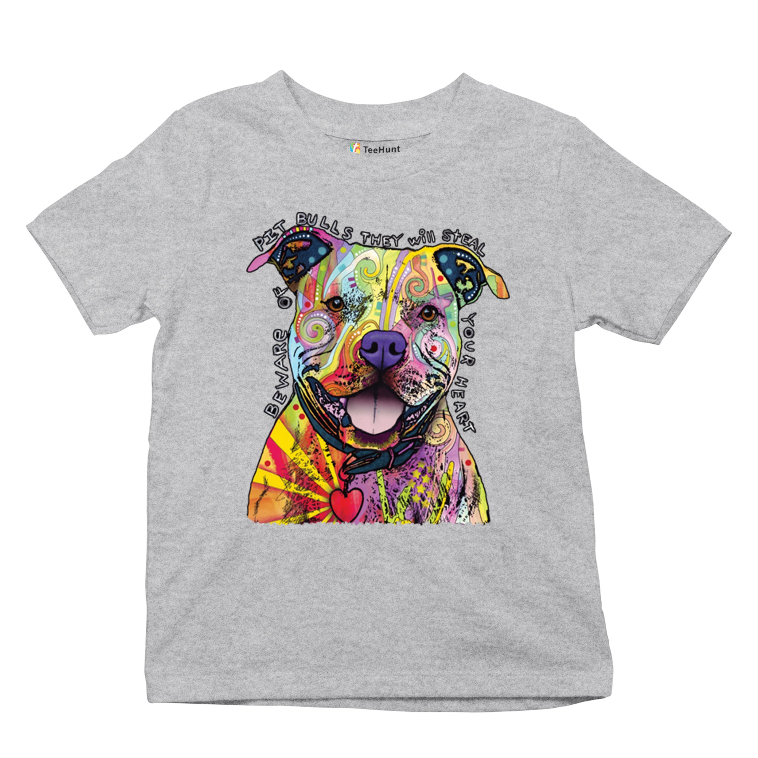 Vorsicht vor Pitbulls Jugend T-Shirt Dean Russo Art bunt süß Hund Kinder - Bild 13 von 50