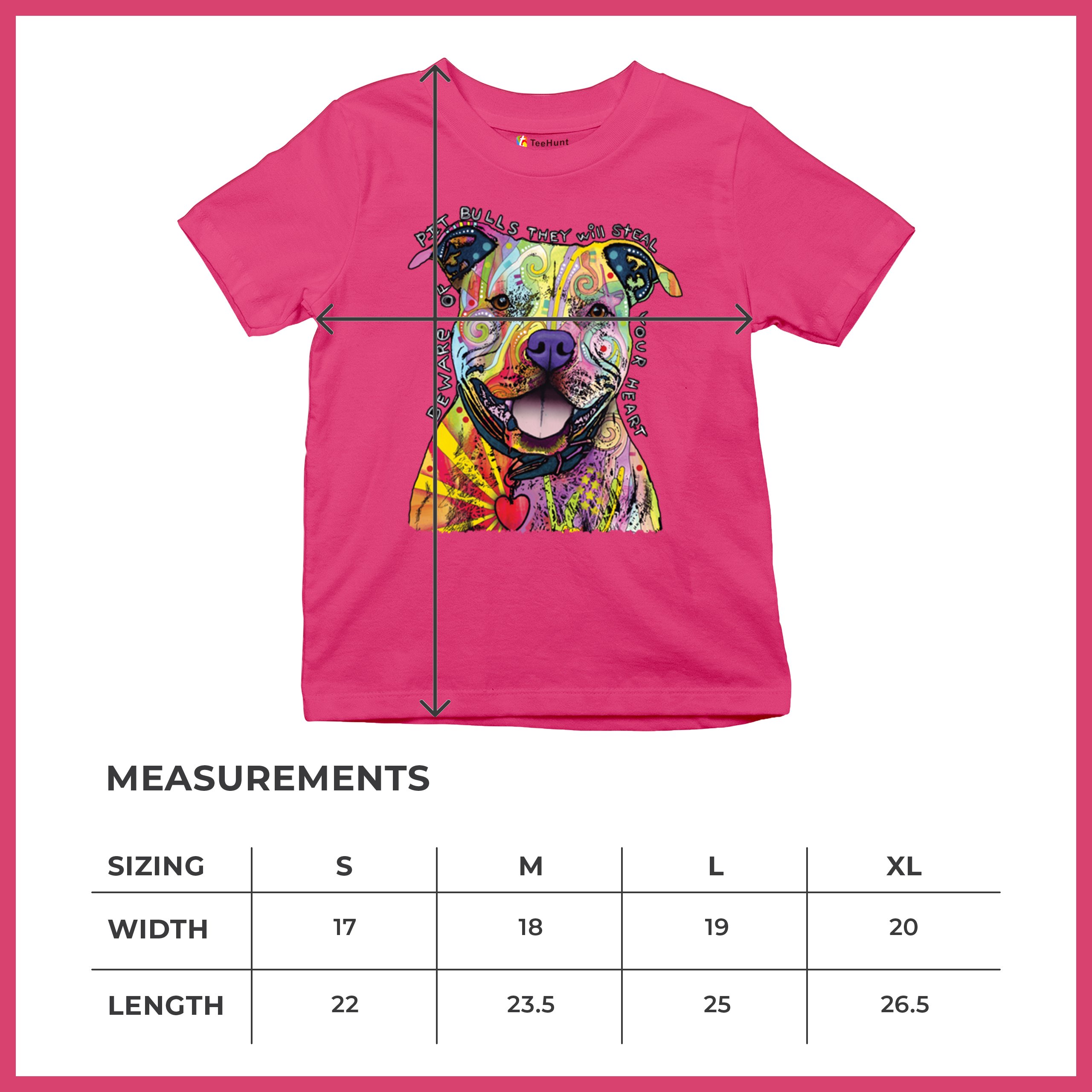 Vorsicht vor Pitbulls Jugend T-Shirt Dean Russo Art bunt süß Hund Kinder - Bild 50 von 50