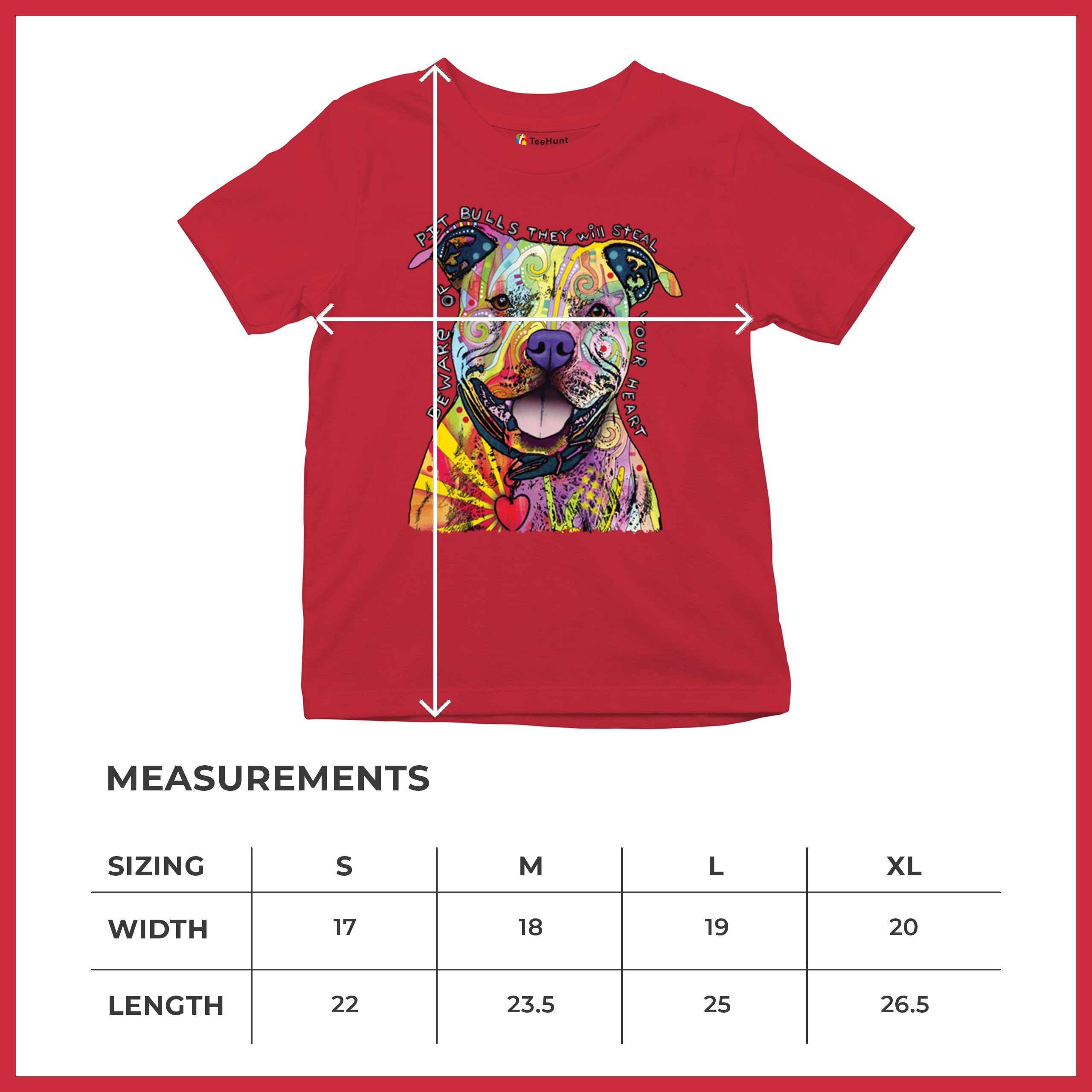 Vorsicht vor Pitbulls Jugend T-Shirt Dean Russo Art bunt süß Hund Kinder - Bild 22 von 50